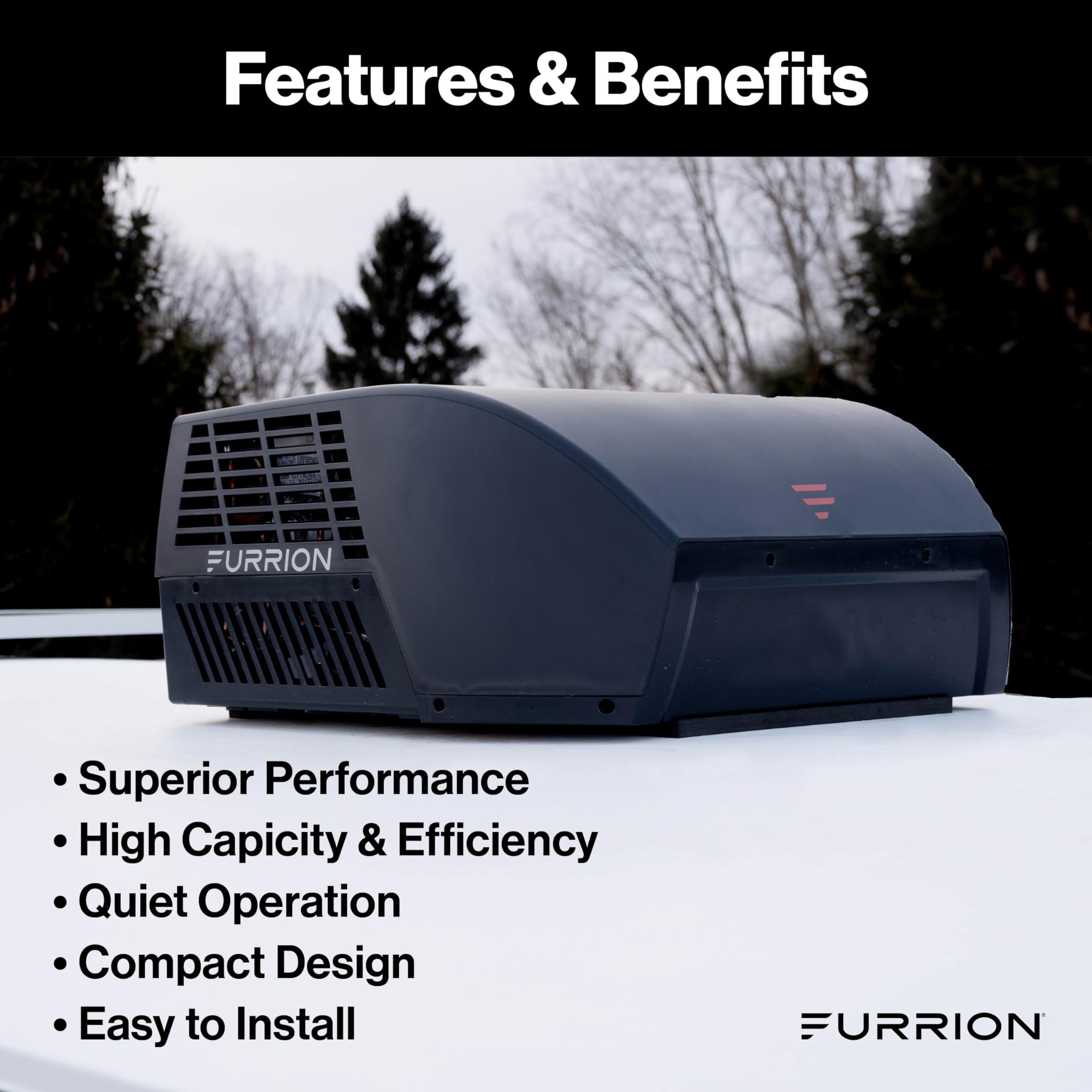 Furrion 18k BTU Chill Cube Variable Speed RV Rooftop Air Conditioner, Black, Non-Ducted, R32 Refrigerant, Quiet High-Efficiency AC with Turbo Cool Mode, Lightweight, AC Unit Only - FACR18VSSA-BL-AM