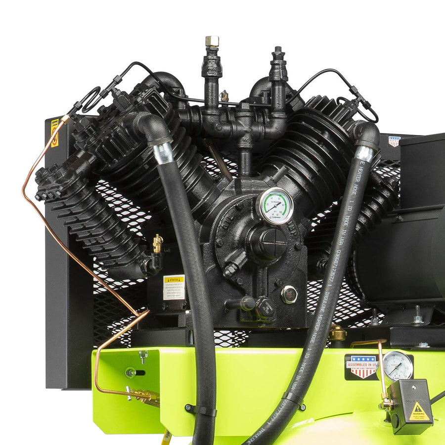 Flexzilla Pro Air Compressor with Silencer, 1-Phase, Stationary, 10 HP, 80 Gallon, 2-Stage, Vertical, ZillaGreen - FXS10V080V1