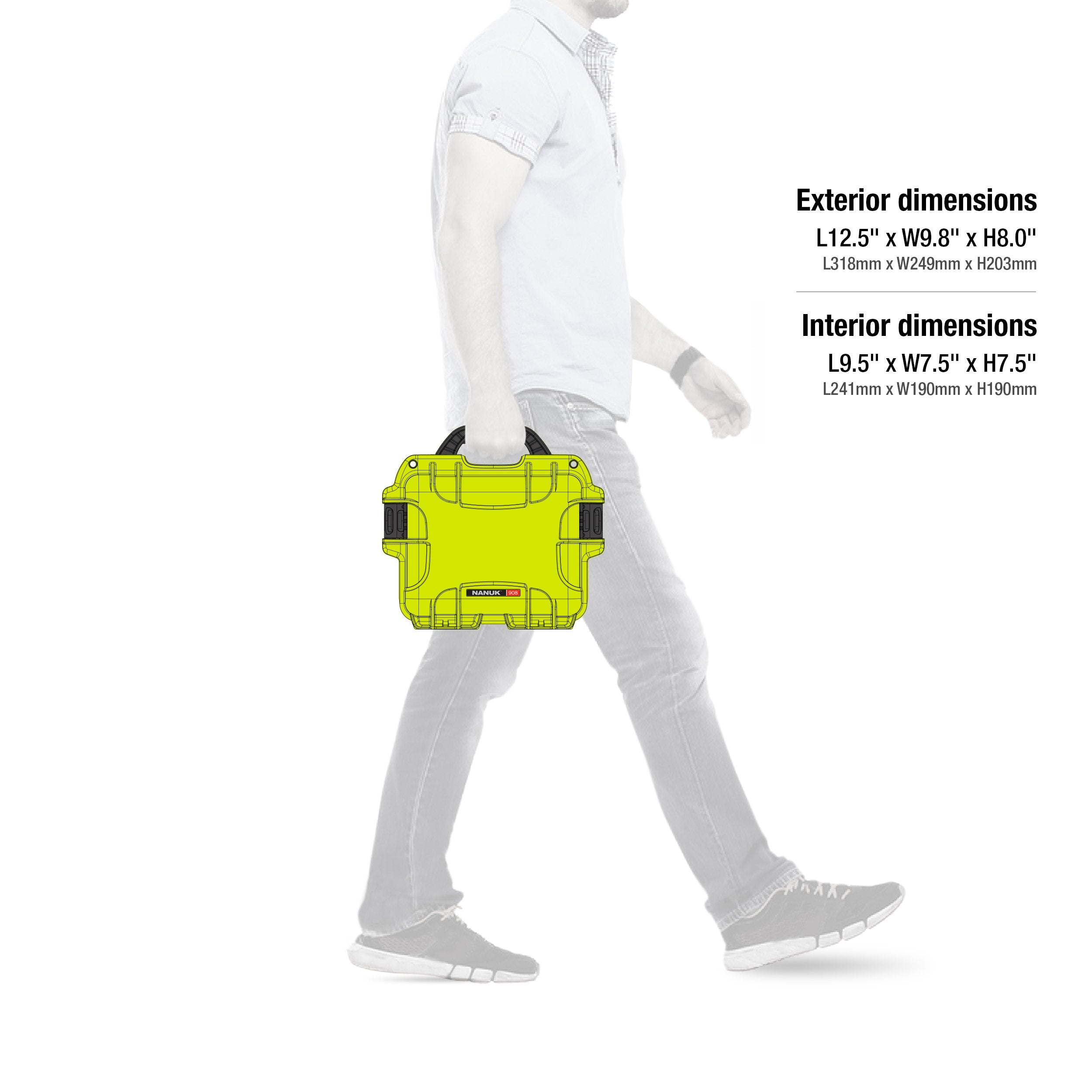 Lime Nanuk 908 Waterproof Hard Case with Foam Insert