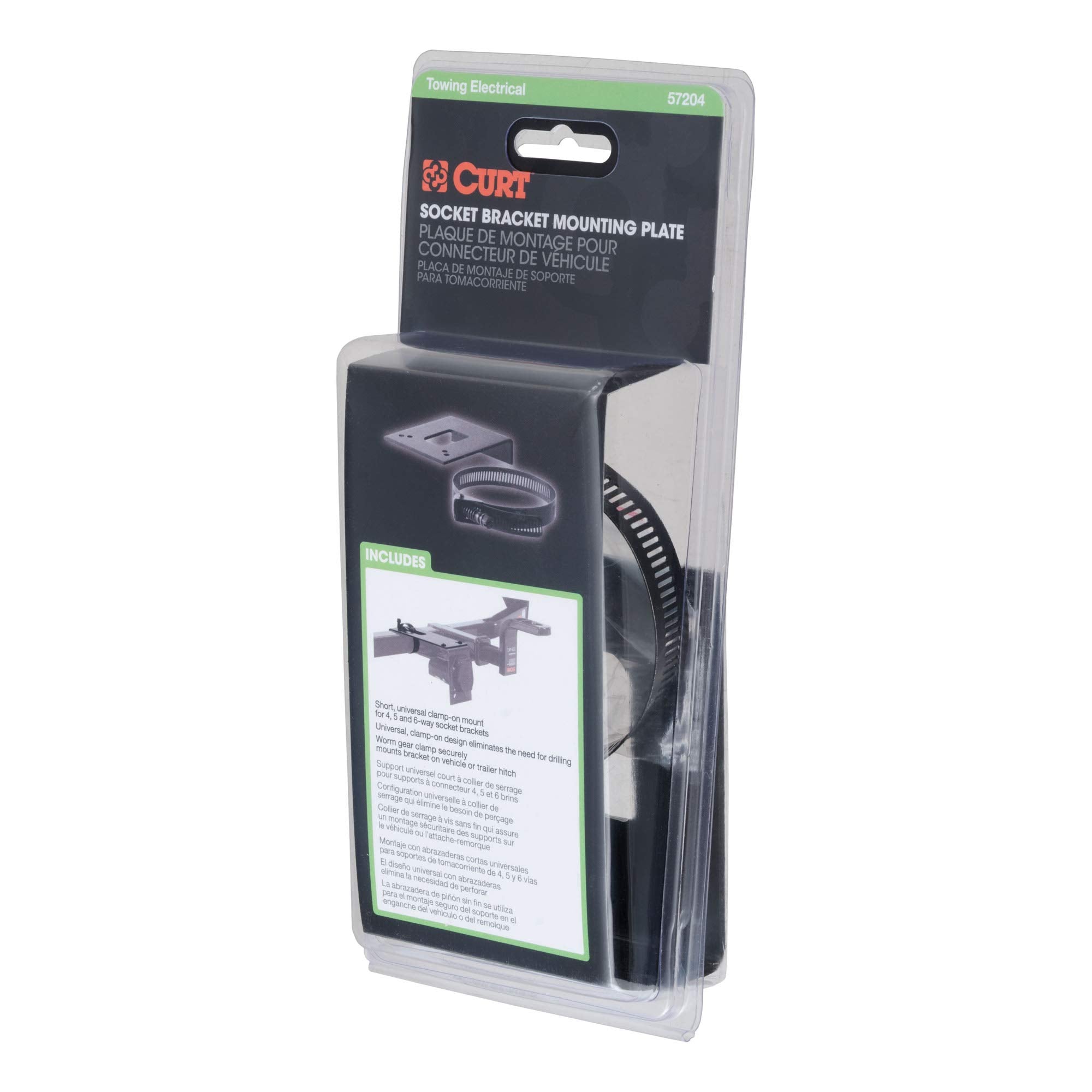 CURT 57204 Trailer Wiring Harness Vehicle-Side Clamp-On Bracket Mount for 4-Way, 5-Way or 6-Way GLOSS BLACK POWDER COAT