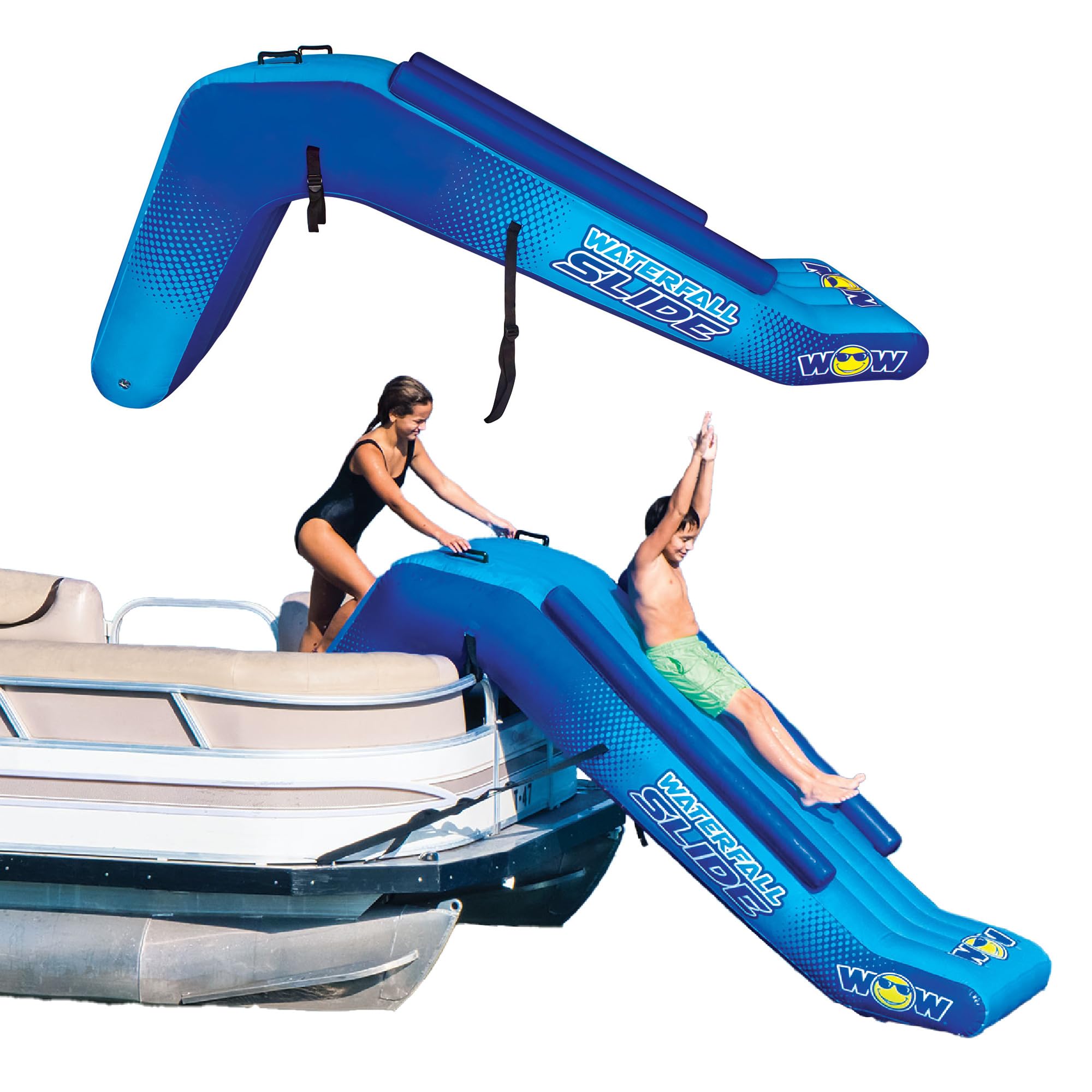 8 ft Wow Sports Inflatable Pontoon Waterfall Slide for Boats - Perfect Summer Lake Party Accessory for Kids & Adults