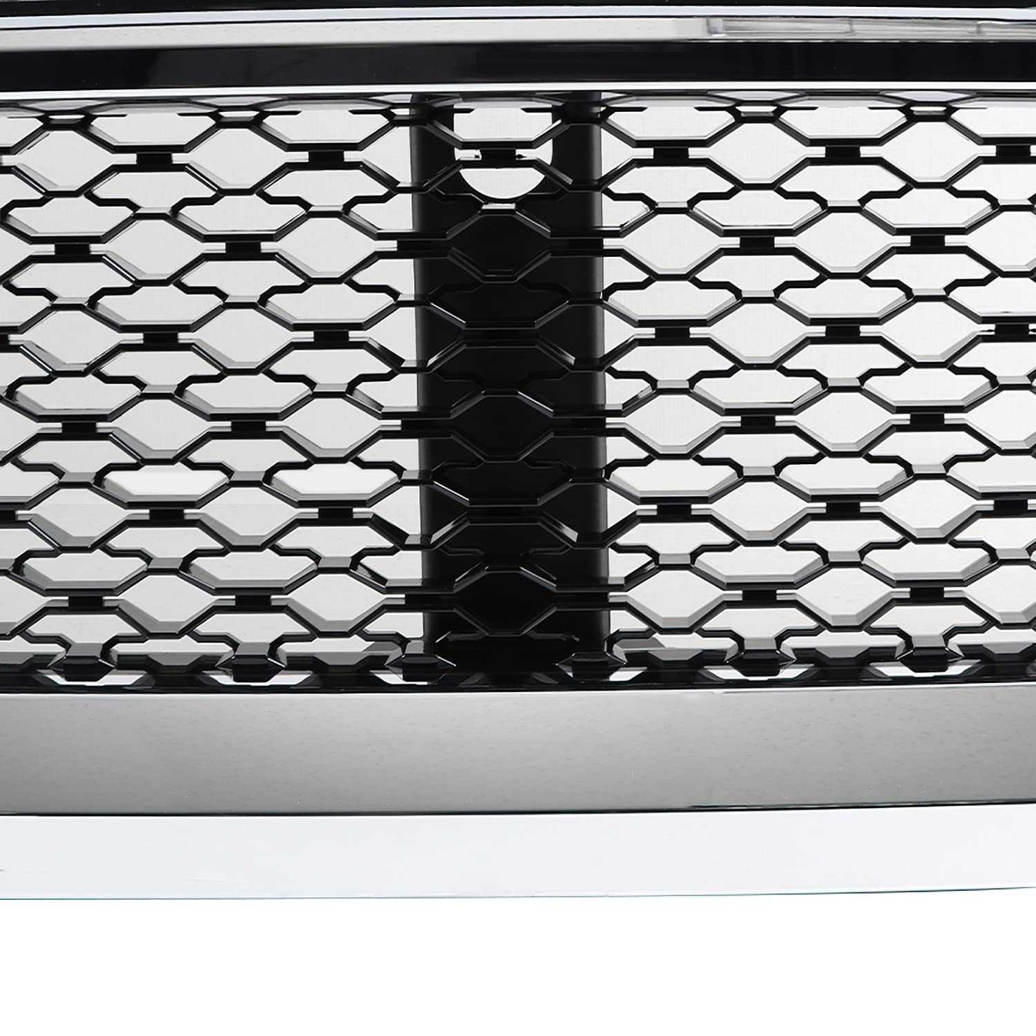 Chrome Shell Spec-D Tuning Glossy Black Mesh Front Bumper Hood Grille Compatible with 2019-2024 Ram 1500