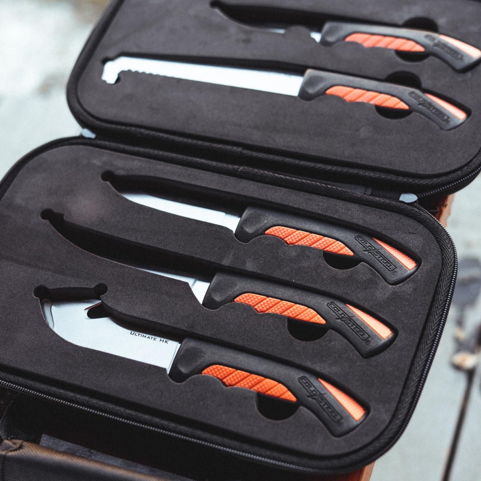 Cold Steel 5 Hunting Kit Fixed Blade Knives Versatile Durable - Sturdy 4116 SS Blades, Double-Textures Handles, Carrying Case Included