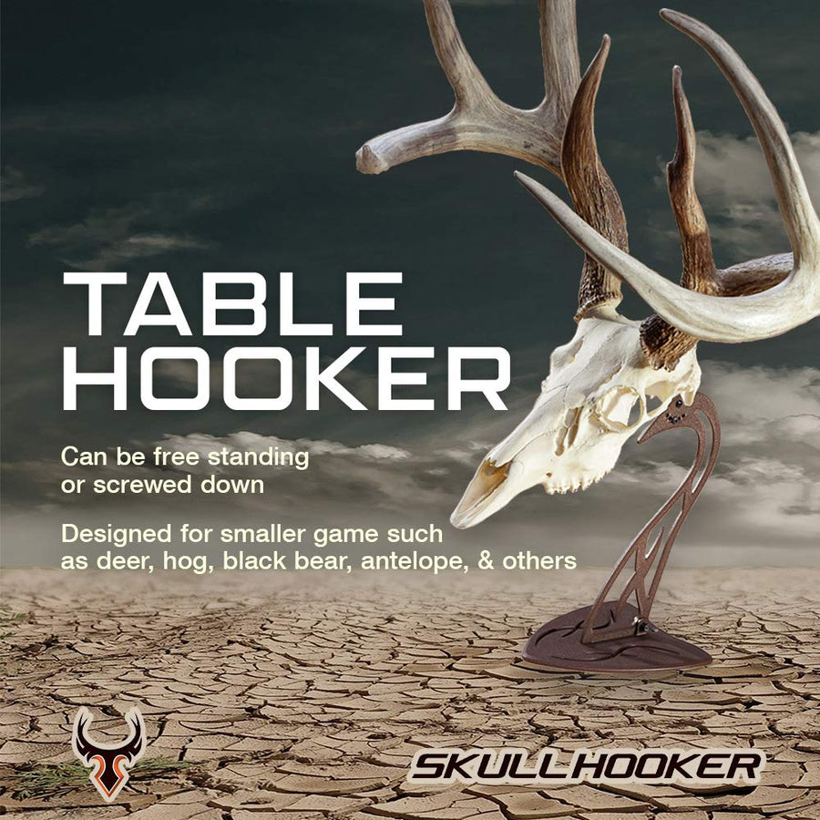 Skull Hooker Trophy Mount Table Hooker Powder Coated Steel - Perfect Kit for Table Display of Taxidermy Deer Antlers and Other Skulls, Graphite Black/Realtree Edition