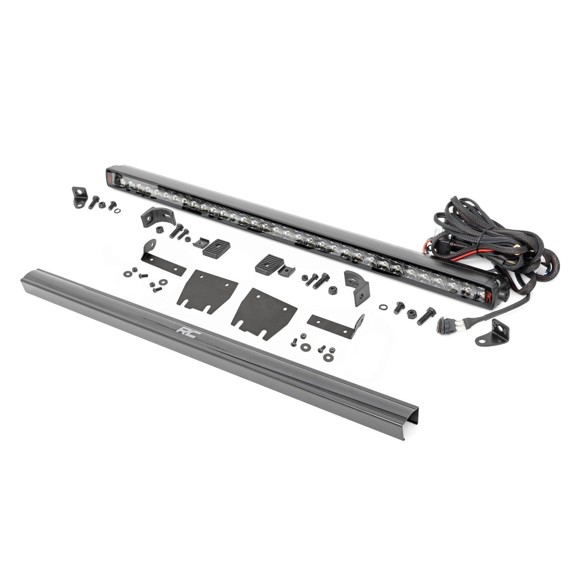 30" Rough Country LED Light Bar Kit for Jeep Wrangler JL & Gladiator JT (2018-2025) - Hood Mount, 165W Spectrum Series, 14,850 Lumens, Combo Spot & Flood Beam
