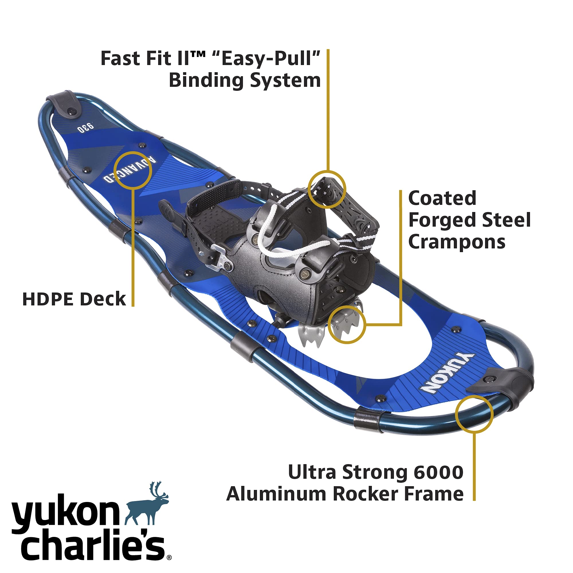 Yukon Charlie's Snowshoe Kit Advanced, 9-inch x 30-inch, Includes Snowshoes, Trekking Poles, and Travel Bag