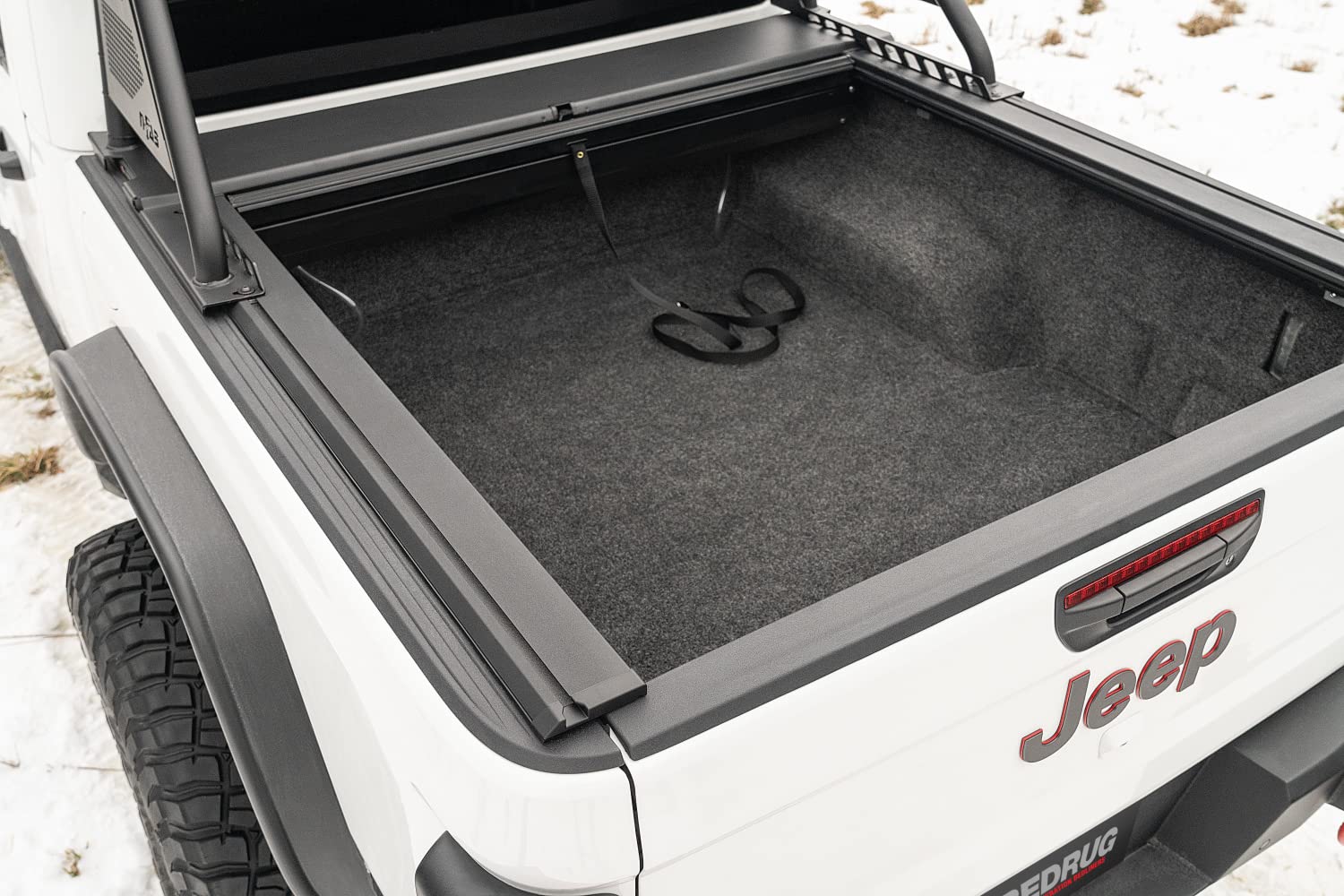 Rugged Ridge Retractable Armis Tonneau Cover w/ Max Track for Jeep Gladiator JT | Weather Resistant, Full Bed Access | 13550.35 | Fits 2020-2025 Jeep Gladiator JT w/ Trail Rails