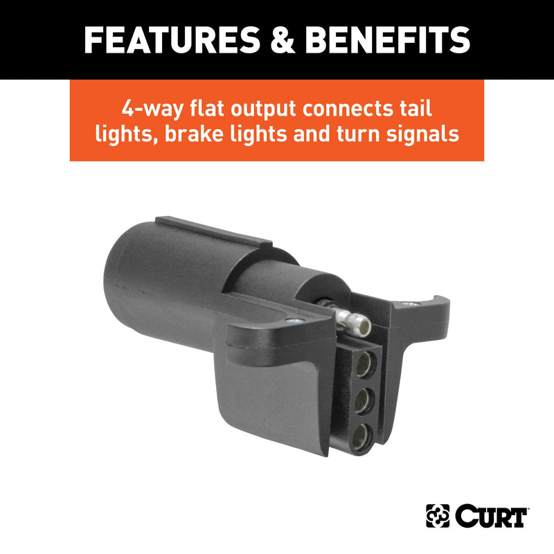 4-Way Flat Trailer Wiring Adapter to CURT 57620 6-Way Round Vehicle Side