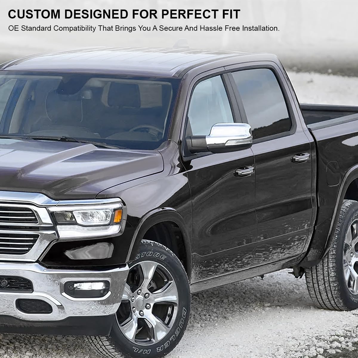 Spec-D Tuning Chrome Power Fold Heated + Puddle + Blind Spot Monitor Driver Side Left Mirror Compatible with 2019-2024 Ram 1500, Left + Right Pair