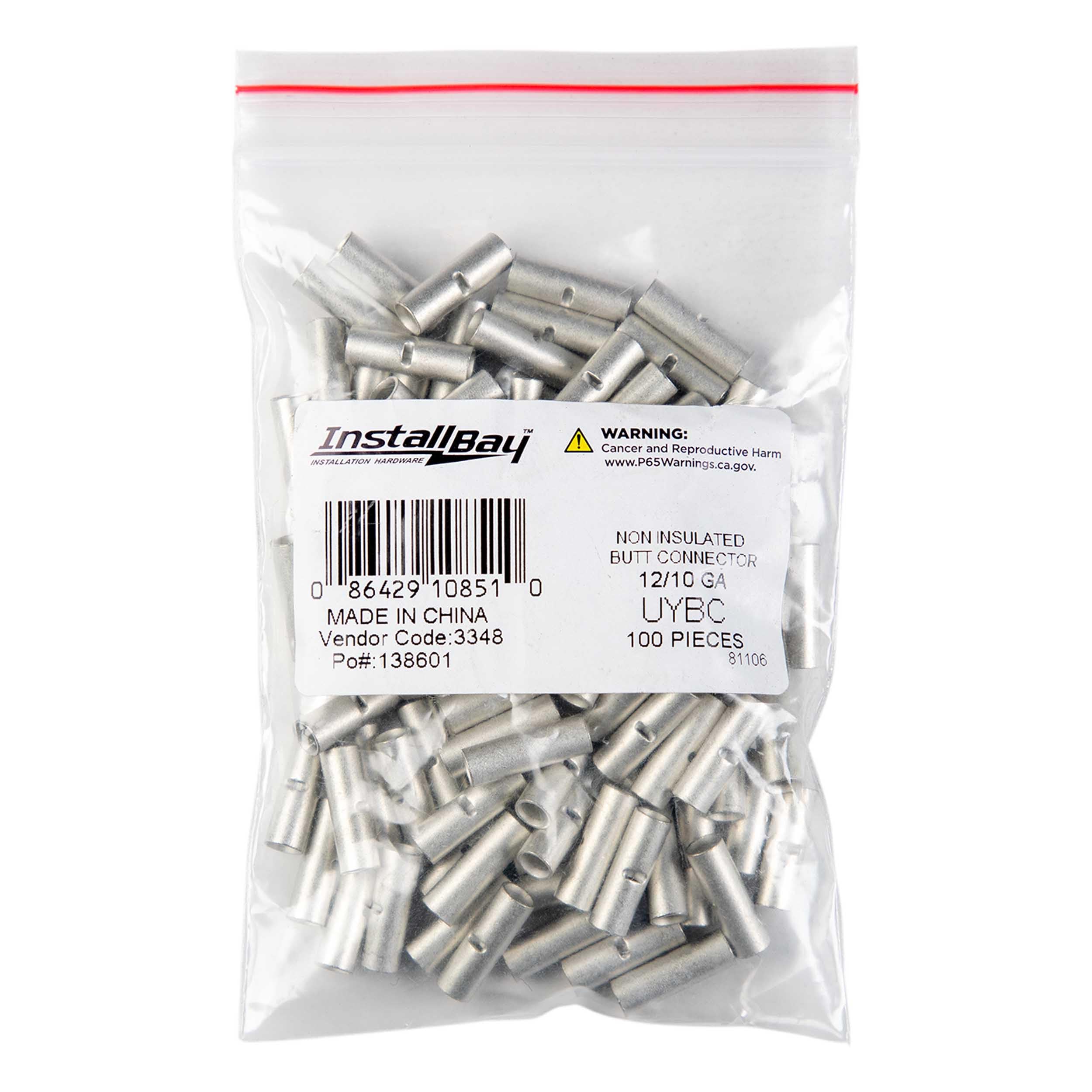 Install Bay UYBC 100-Bag Uninsulated Butt Connector 12/10 Gauge