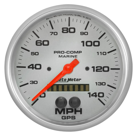 Gauge AutoMeter Speedometer 200647-33 (Marine Silver Ultra-Lite 5", 140Mph, GPS, Marine Silver)