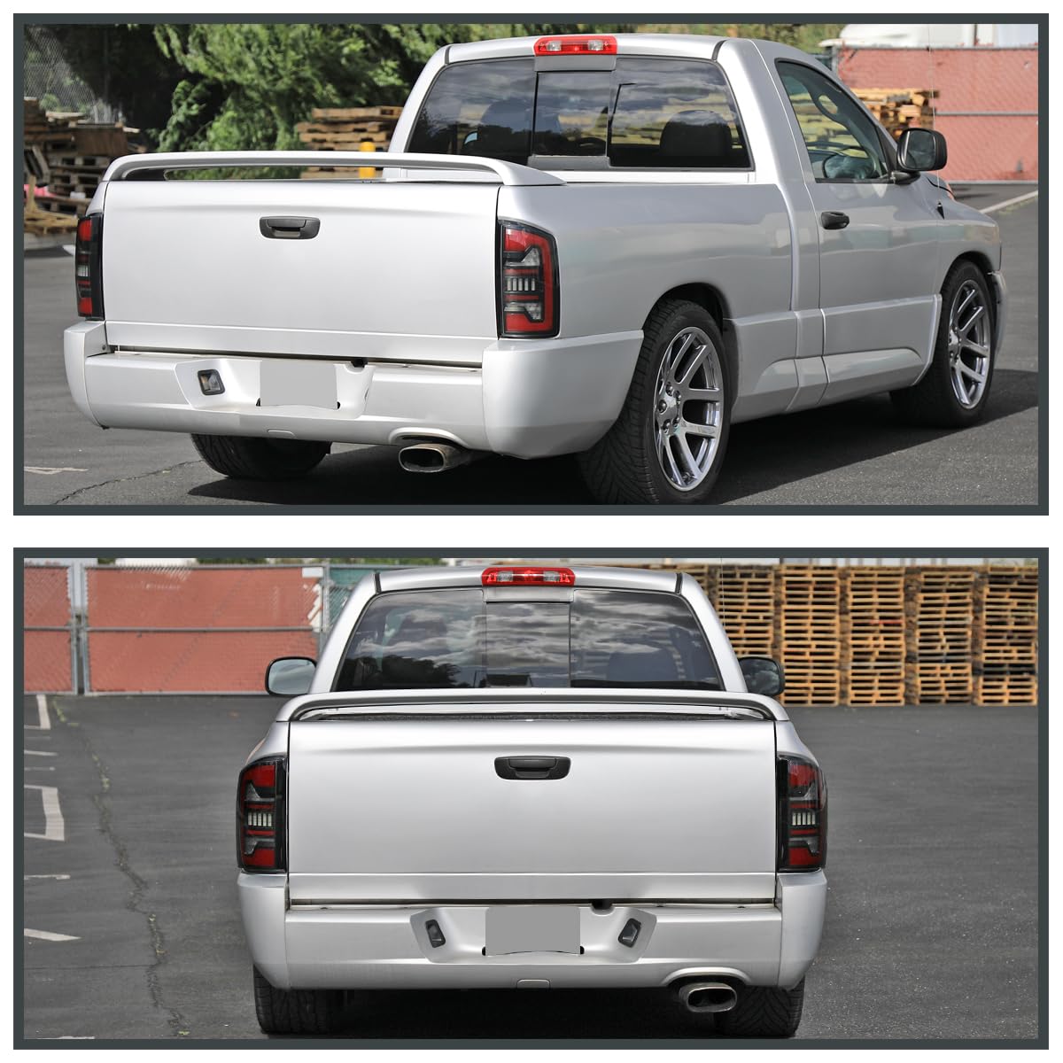 Black Tail Lights w/Red LED SPEC-D TUNING Compatible with 2002-2006 Dodge Ram 1500/2500 / 3500, Left + Right Pair Assembly