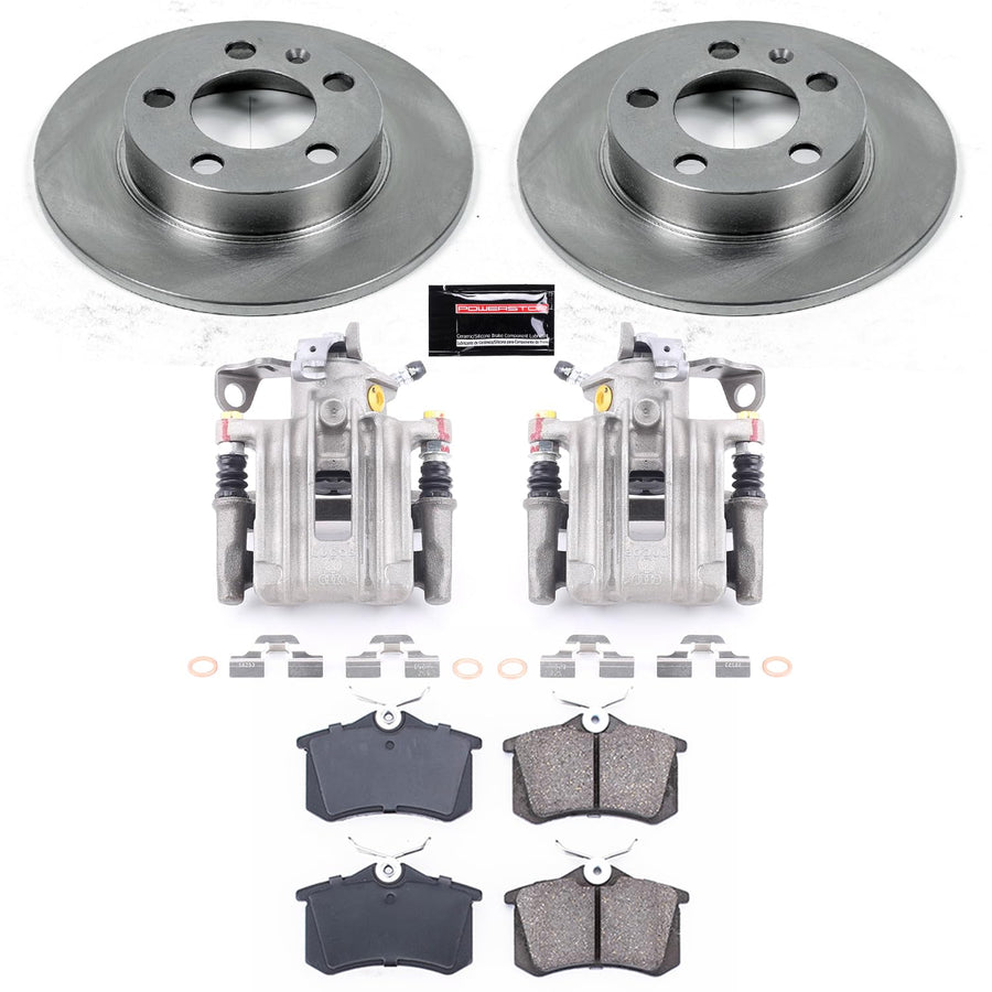 Power Stop KCOE847A Replacement Autospeciality Rear Caliper Kit- OE Rotors, Ceramic Brake Pads, Calipers