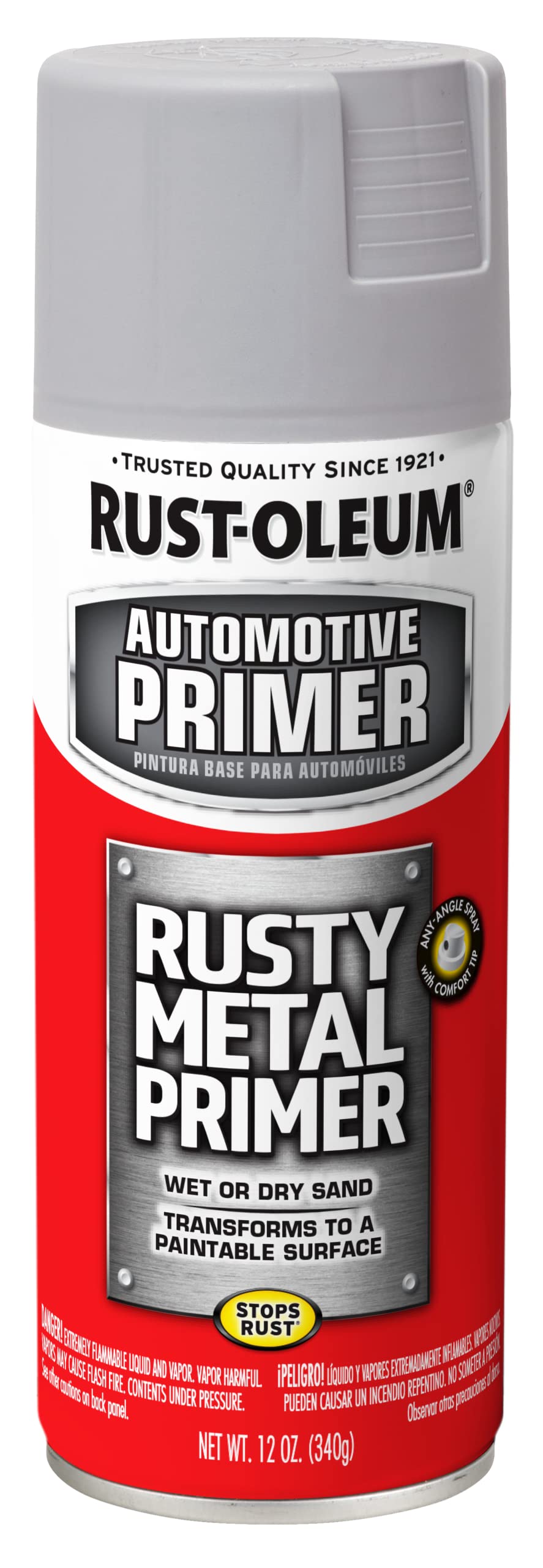 Rust-Oleum Automotive 249331 Rusty Metal Primer Spray Paint, 12 oz., Light Gray