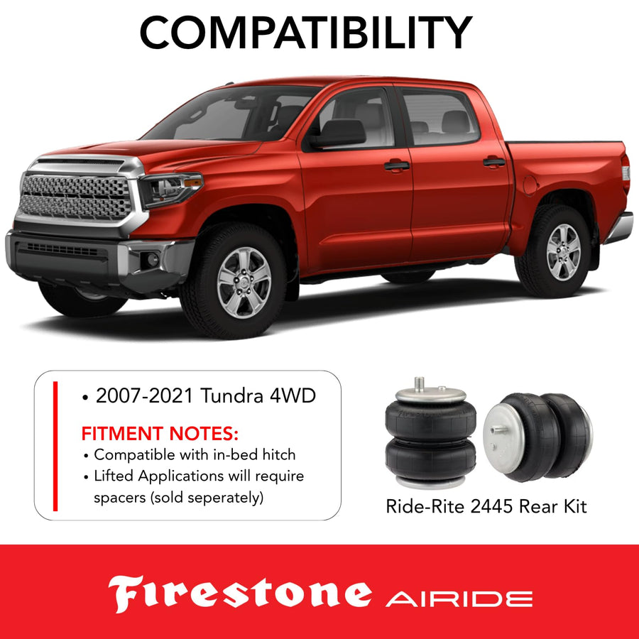 Airide Firestone 2445 Ride-Rite Rear Air Helper Springs Kit fits 2007-2021 Tundra | Up to 5,000 lbs Load-Leveling Capacity | 5-100 PSI | Easy Installation