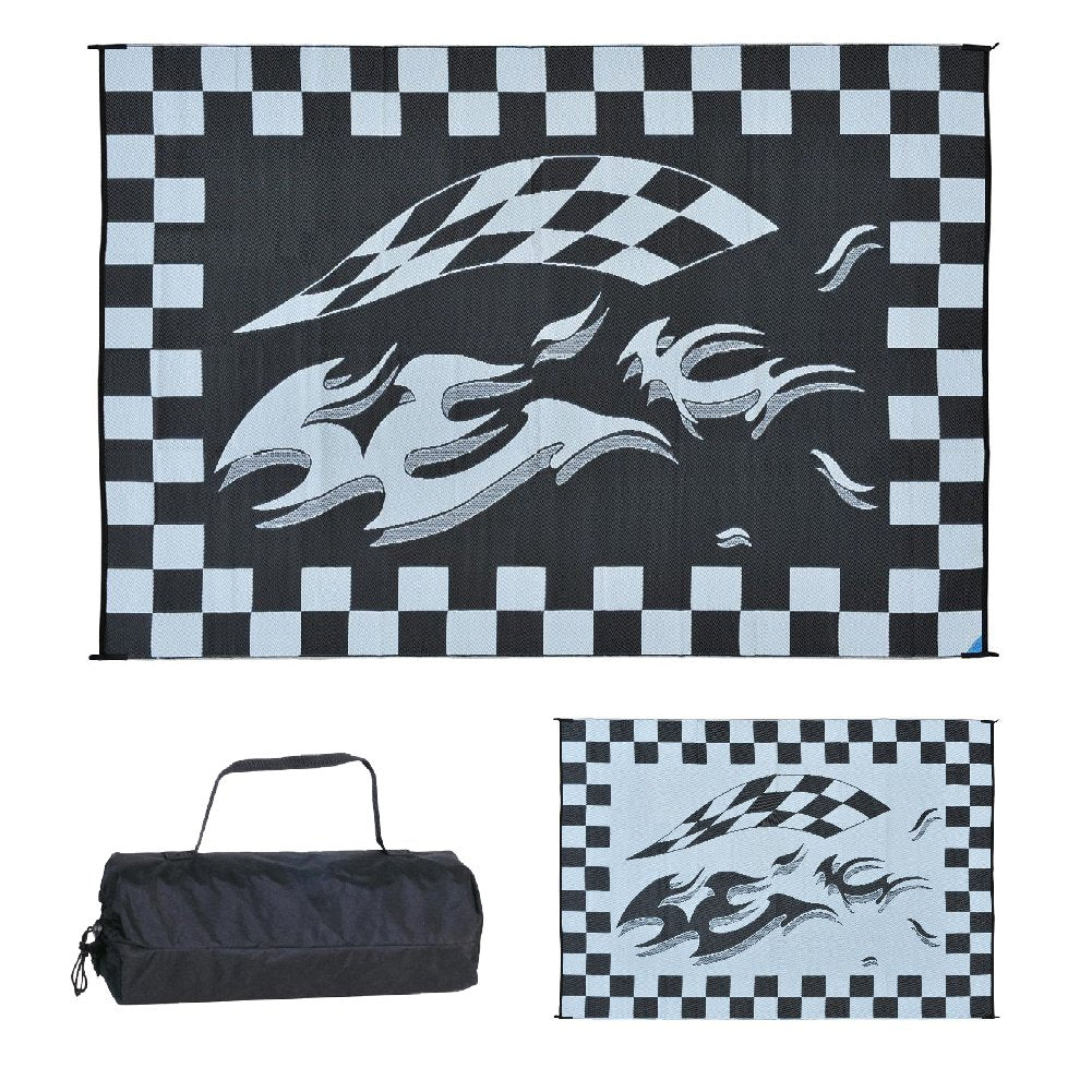Camping Stylish HA1 Black Checker Flag Mat (8-Feet x 12-Feet)