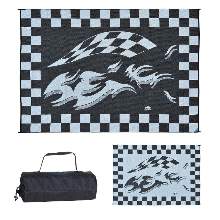 Camping Stylish HA1 Black Checker Flag Mat (8-Feet x 12-Feet)