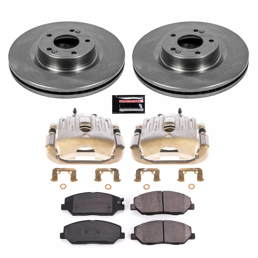 Power Stop KCOE5921 Front Brake Caliper Kit- Brake Pads, Brake Rotor & Calipers For Hyundai Genesis 2009-2011 [Model Specific]