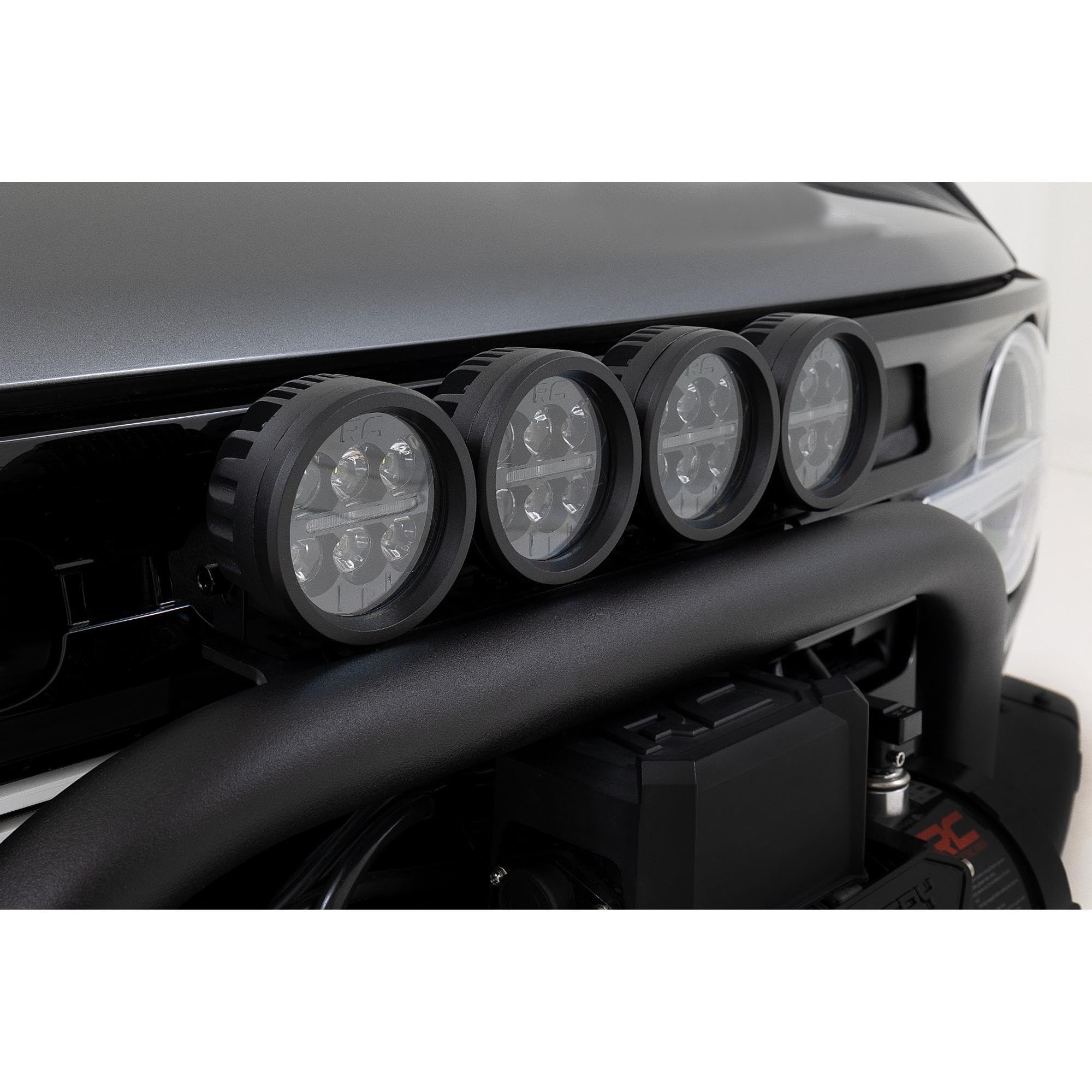 Rough Country Bull Bar Safari with Dual 3" Wide Angle LED Light for Ford Bronco (2021-2025) - 2" Tubular Bar with (2) 3-inch Wide-Beam LED Lights