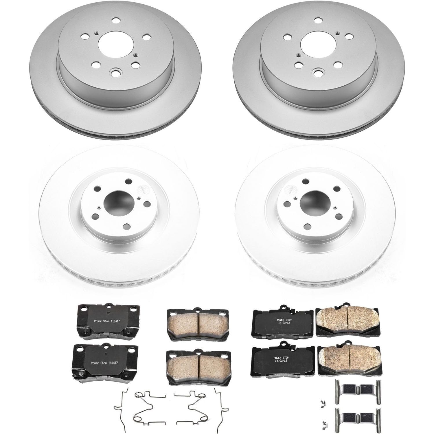 Power Stop CRK6354 Brake Rotor Coated and Ceramic Brake Pads- Front & Rear For Lexus GS350 2011, Lexus GS450h 2011, Lexus GS460 2011, Lexus IS350 2011-2013 [Model Specific]