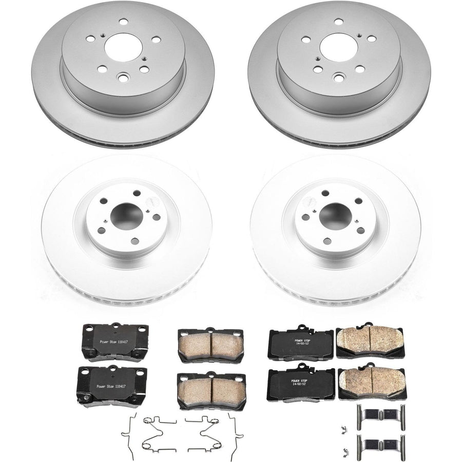 Power Stop CRK6354 Brake Rotor Coated and Ceramic Brake Pads- Front & Rear For Lexus GS350 2011, Lexus GS450h 2011, Lexus GS460 2011, Lexus IS350 2011-2013 [Model Specific]