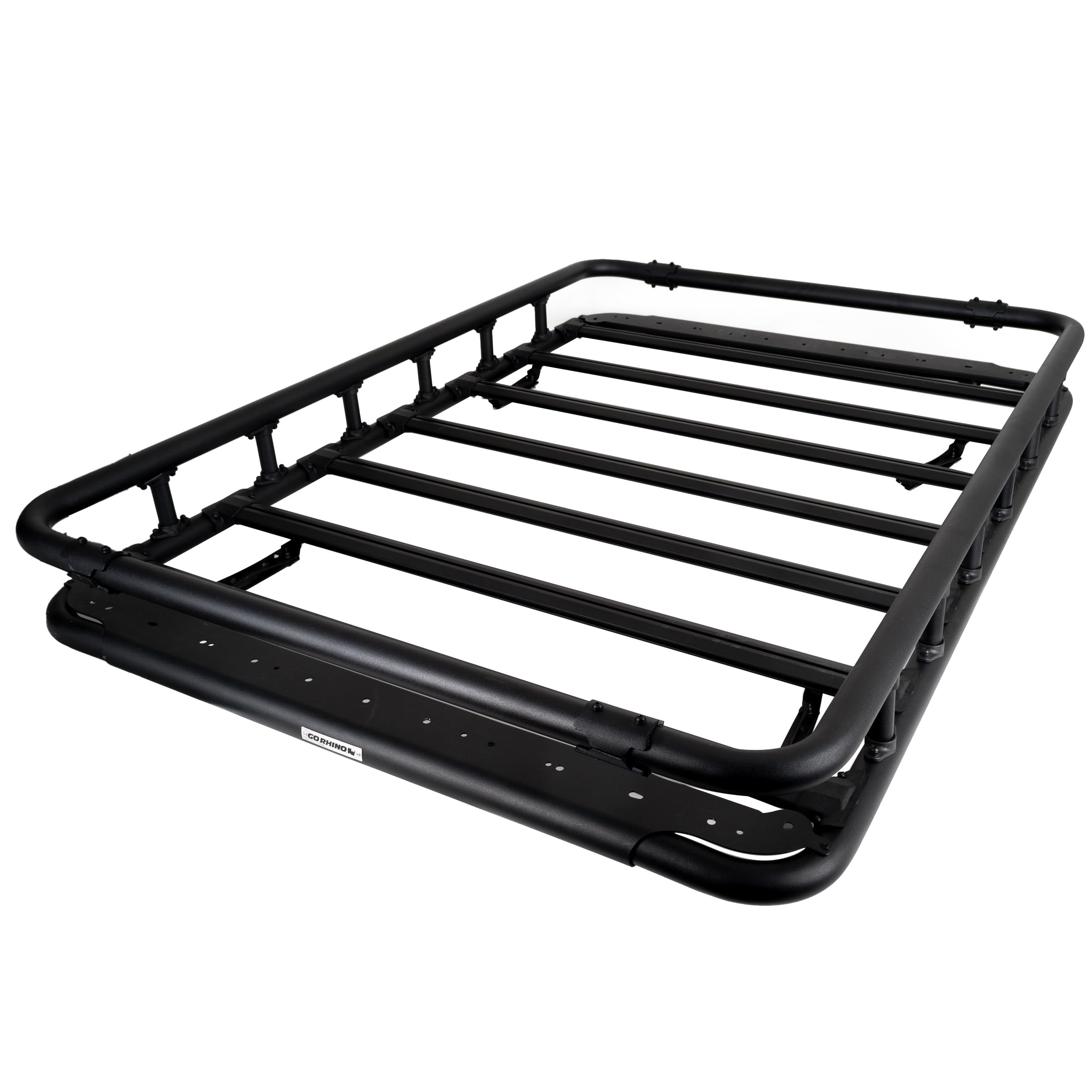 Go Rhino 500 SRM Flat Platform Roof Rack w/Quad-Rail & Clamps | Aluminum, Textured Black, L: 75" x W: 52" | 5935473T | Mounts to Most Cross Bars