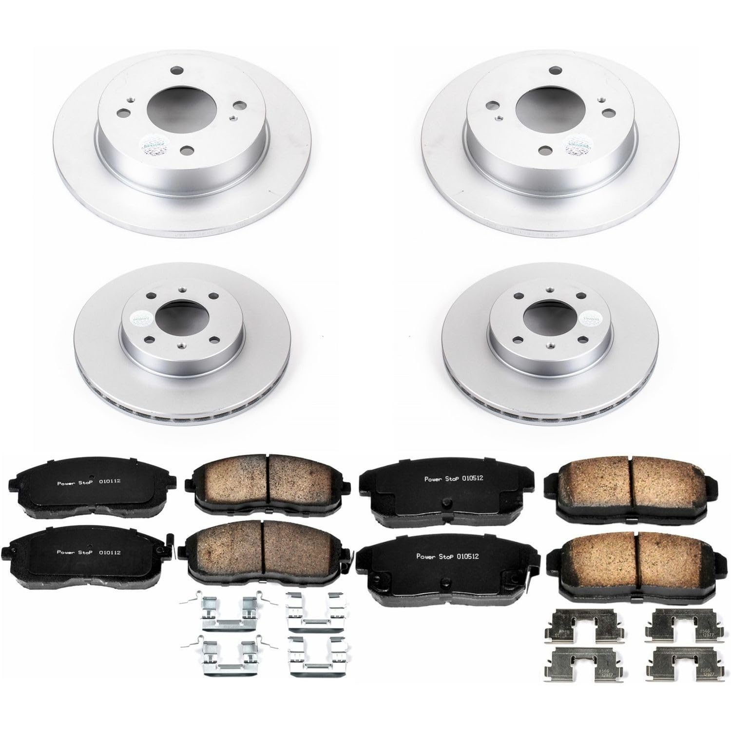 Power Stop CRK751 Brake Rotor & Coated Ceramic Brake Pads- front & rear For INFINITI G20 2001-2002 | Nissan Sentra 2001-2006 [Vehicle Specific]