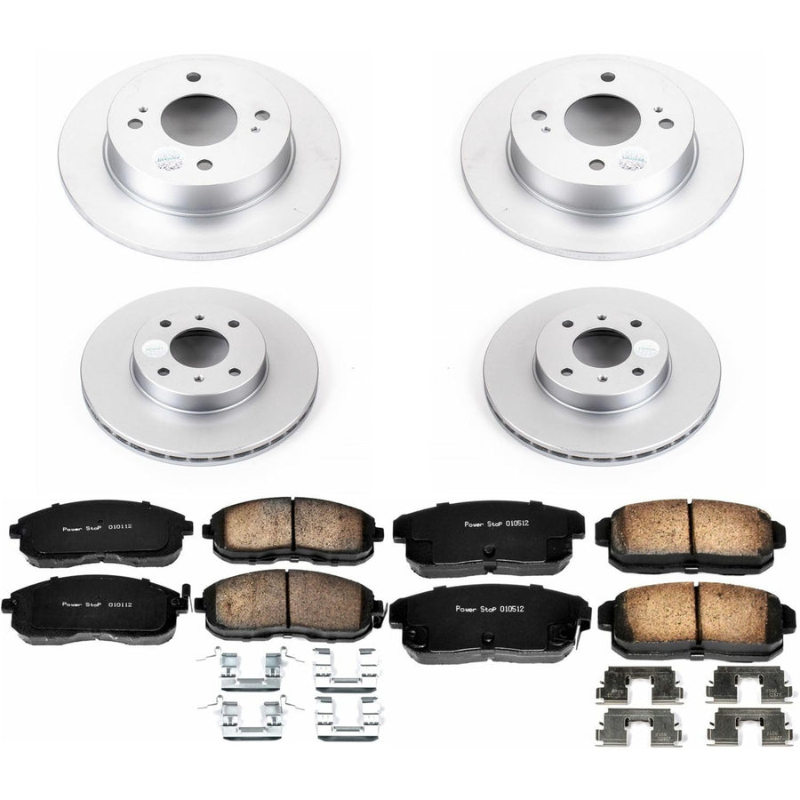 Power Stop CRK751 Brake Rotor & Coated Ceramic Brake Pads- front & rear For INFINITI G20 2001-2002 | Nissan Sentra 2001-2006 [Vehicle Specific]