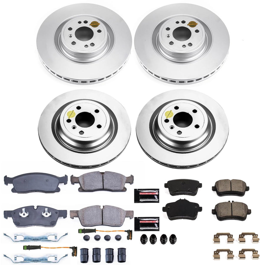 Coated Brake Rotor and Ceramic Brake Pads Power Stop CRK7623- Front & Rear
