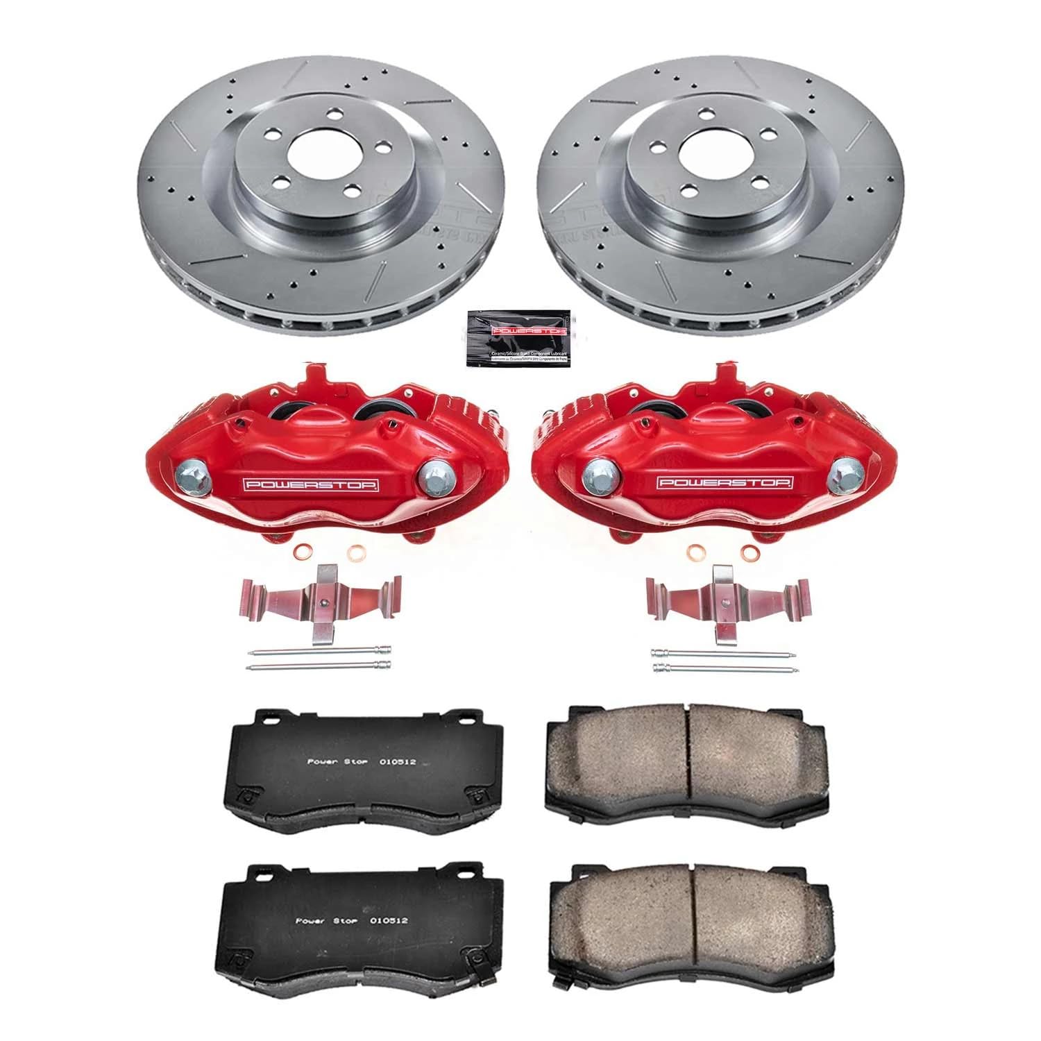Power Stop Z23 Evolution Sport KC4015A Brake Kit with Powder Coated Calipers (Brake Pads, Drilled/Slotted Rotors) For Dodge Journey 2009-2012 [Model Specific]