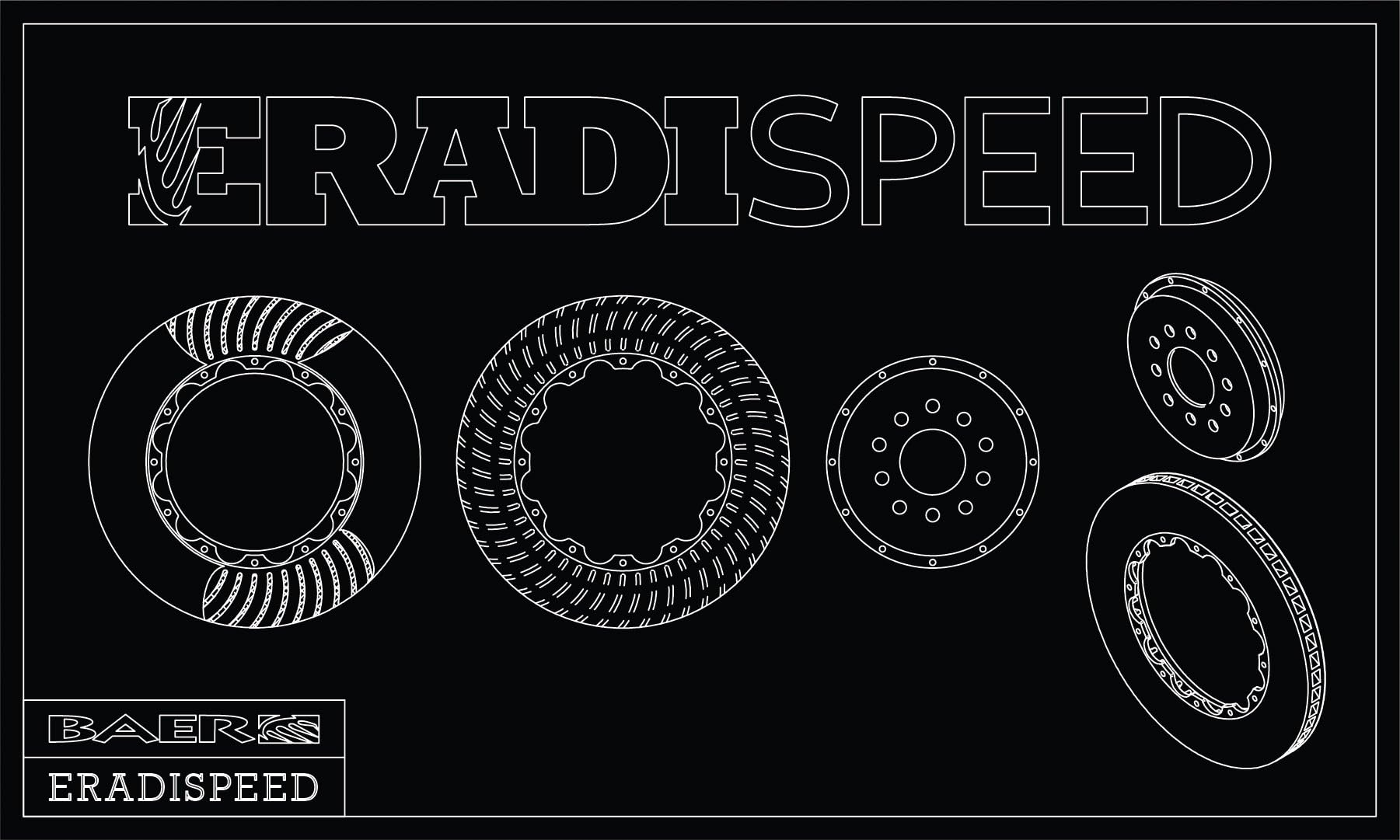 Baer Brakes EradiSpeed+ 2302066 Rear 2-piece Brake Rotors Slotted Drilled Zinc Plated