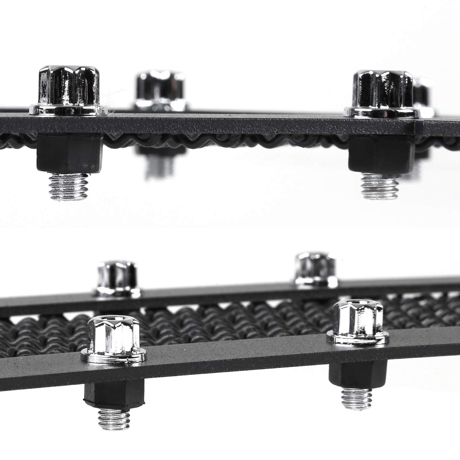 Spec-D Tuning Black Rivet Style Studded S/S Hood Grille Insert 2PCs Compatible with Chevy Silverado 1500 2016-2018