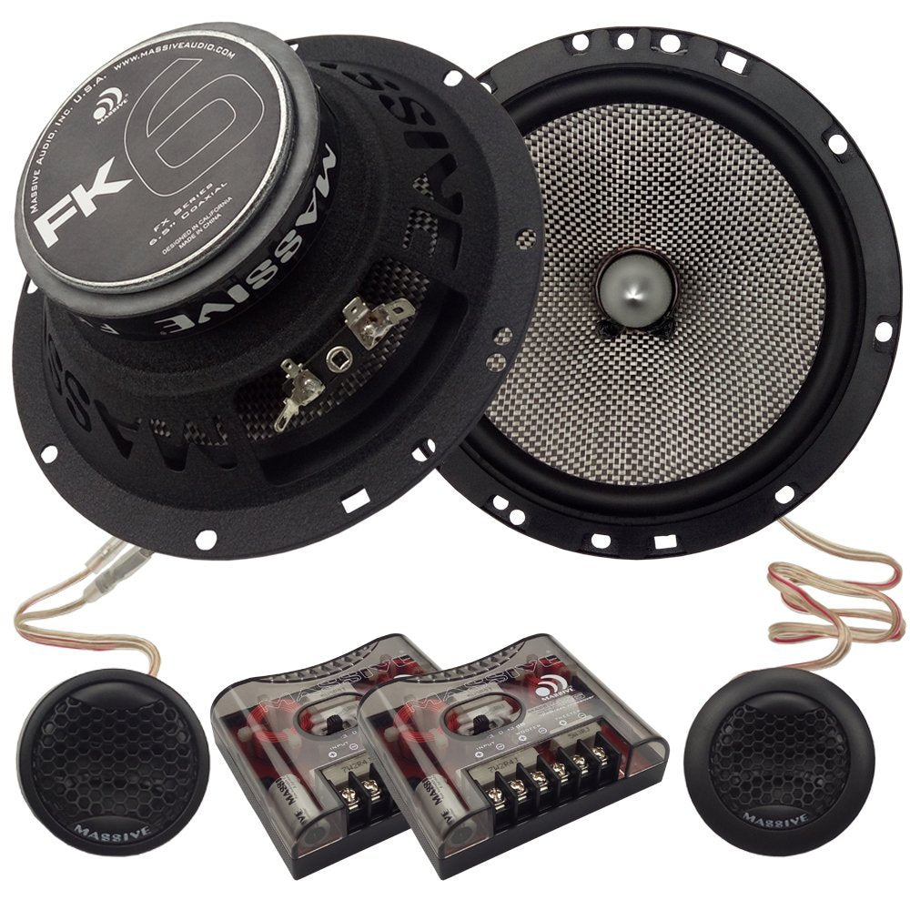 FK6 Massive Audio | 6.5" 2-Way Coaxial Speakers – 75W RMS / 150W Peak, 4 Ohm Car Audio Upgrade with Shallow Mount Design