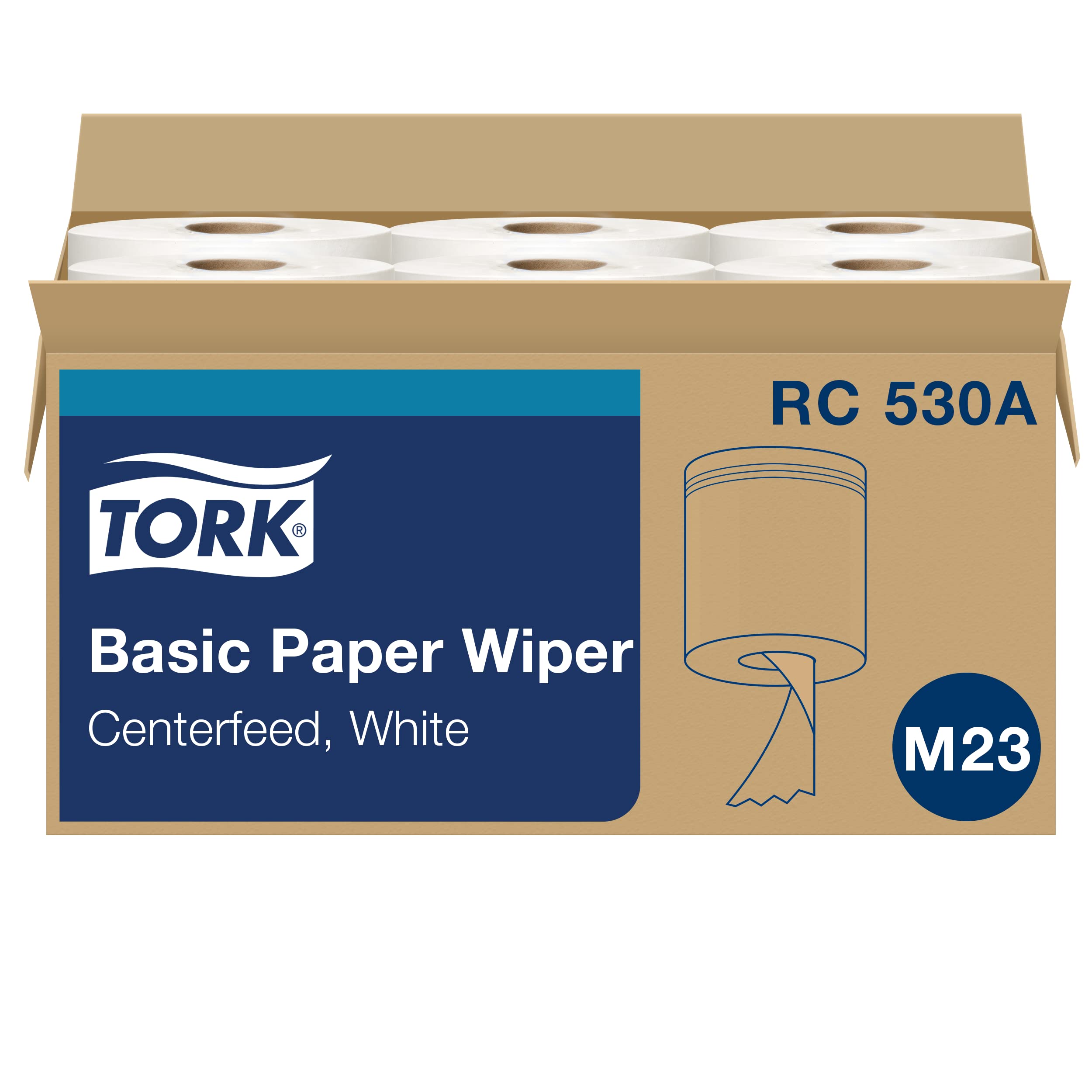 Tork Hand Towel Centerfeed White One-at-a-time Dispensing, M23 Compatible 6 Rolls x 530 Sheets (RC530)
