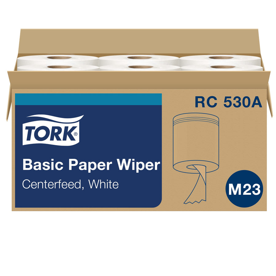 Tork Hand Towel Centerfeed White One-at-a-time Dispensing, M23 Compatible 6 Rolls x 530 Sheets (RC530)