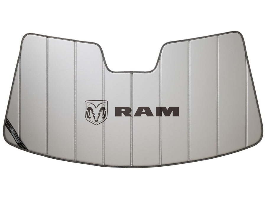 Covercraft Horizontal Logo Ram Truck UVS100 Original Sunscreen | Fits 2019-2024 2500/3500/4500/5500 w/o Sensor Attached to Rearview Mirror | Silver