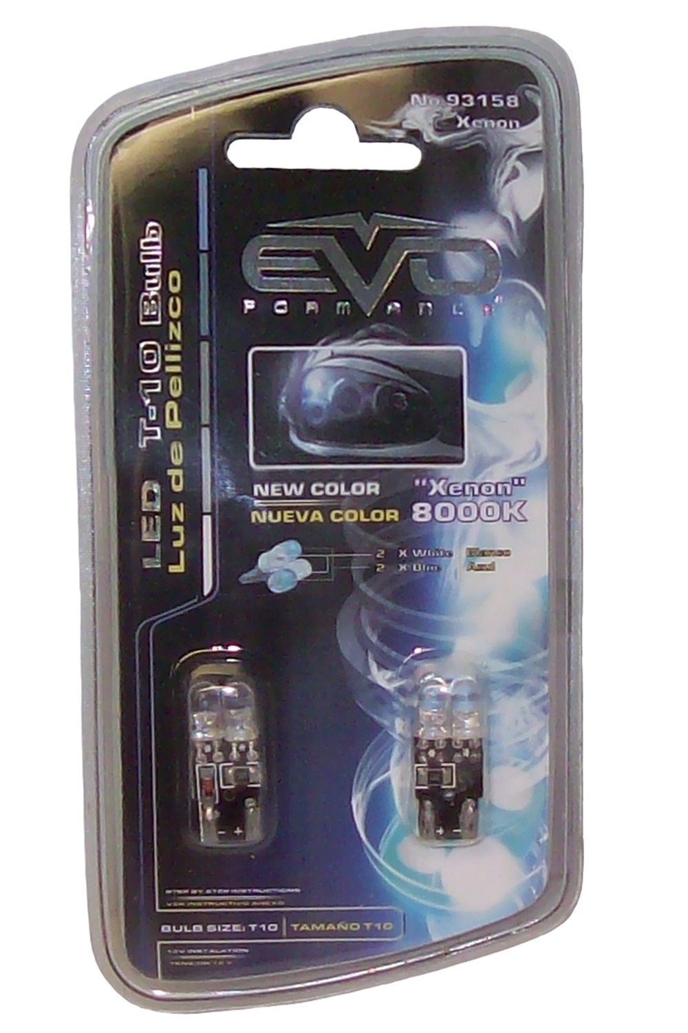 EVO Formance CIPA 93158 8000K T-10 Xenon LED Bulb - Twin Pack