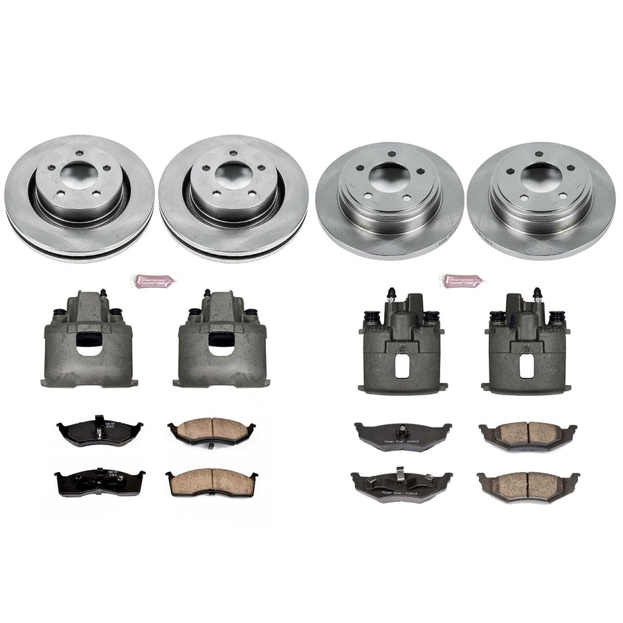 Power Stop KCOE6178 Replacement Autospeciality Front and Rear Caliper Kit- OE Rotors, Ceramic Brake Pads, Calipers