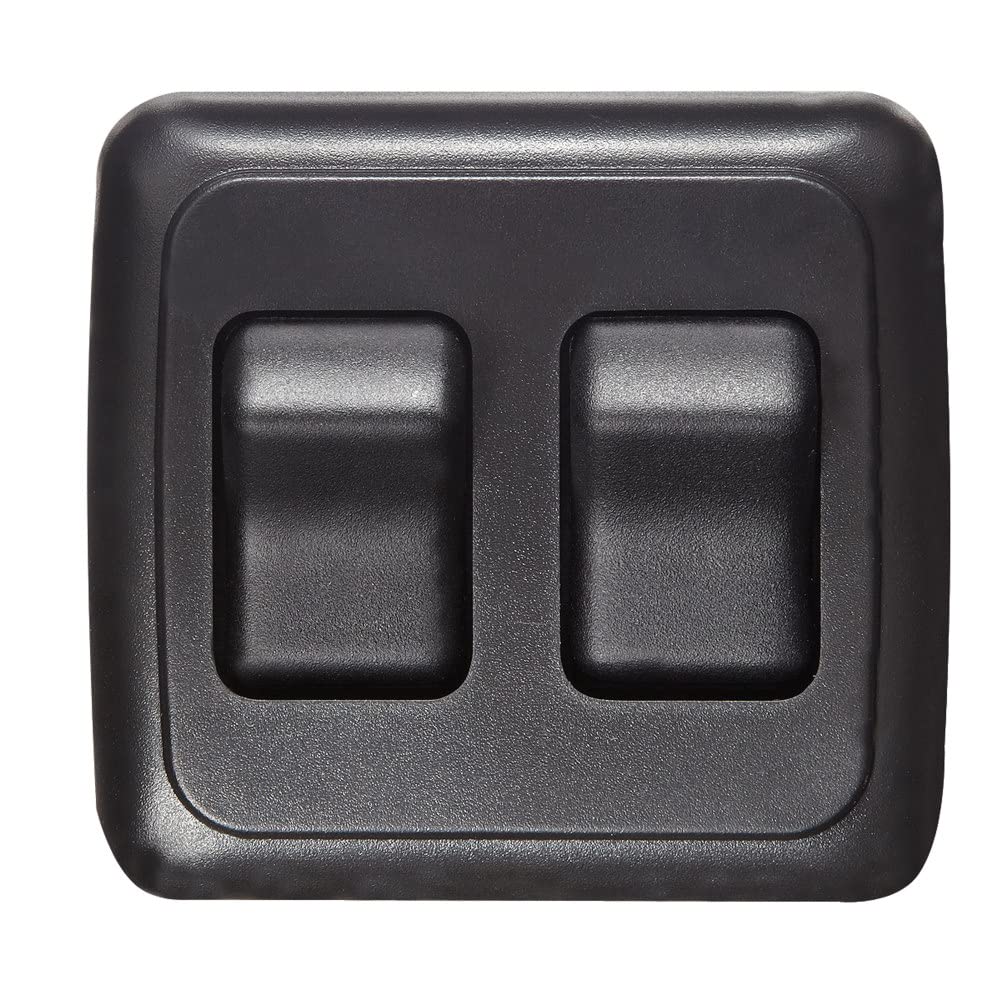 Contoured Wall Switch RV Designer S523, Includes Base and Bezel, On / Off, Double, Black, DC Electrical