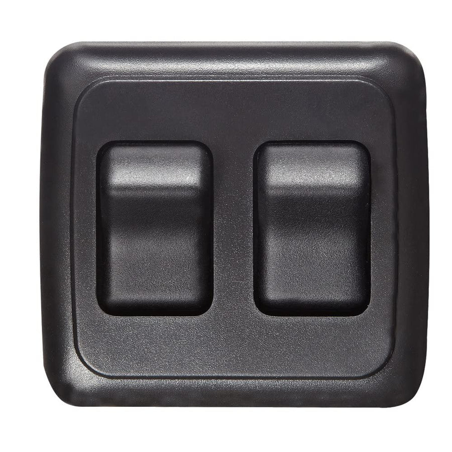 Contoured Wall Switch RV Designer S523, Includes Base and Bezel, On / Off, Double, Black, DC Electrical