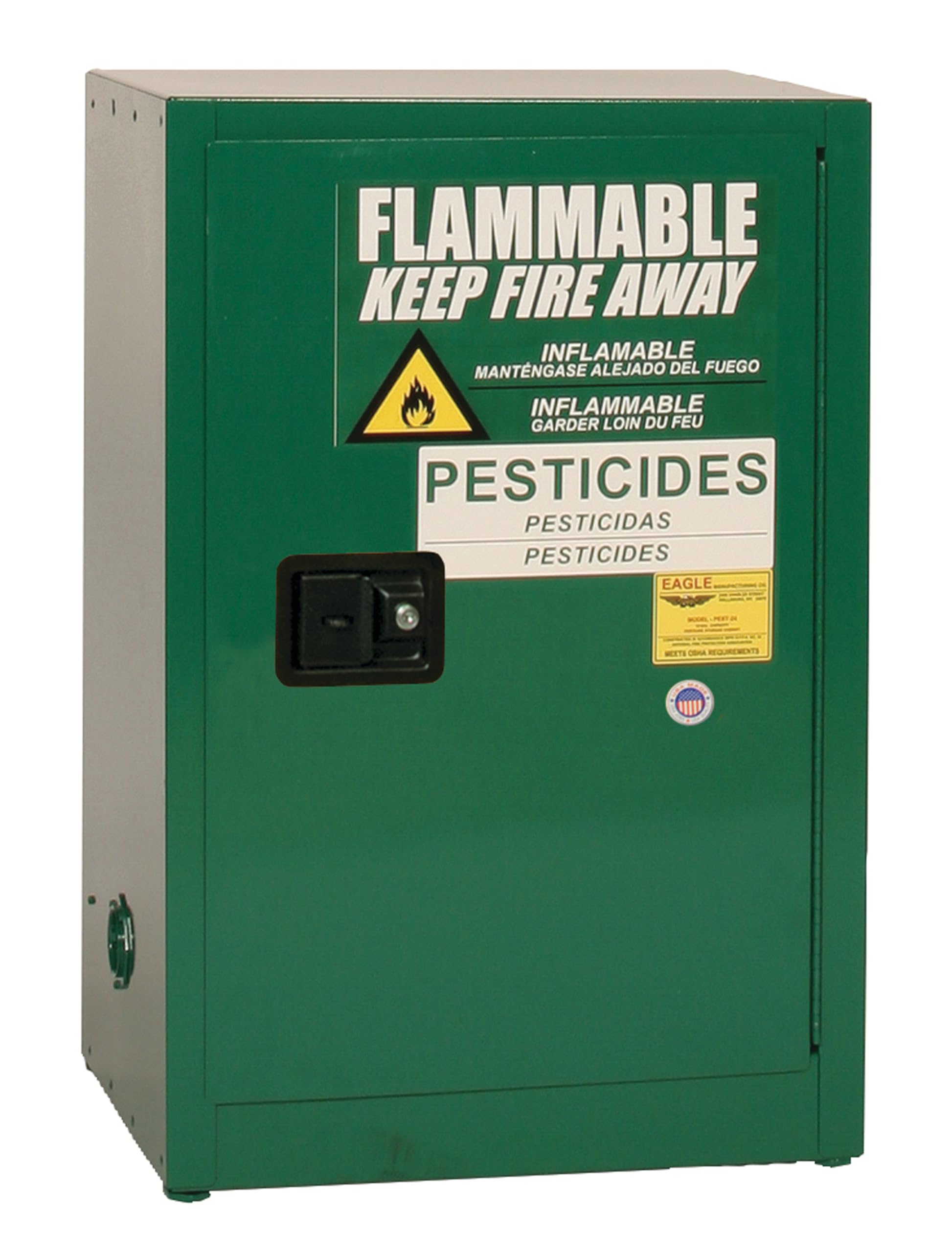 Pesticide Space Saver Safety Cabinet, 12 Gallon, 1 Shelf, 1 Door, Manual Close, Green - PEST25X