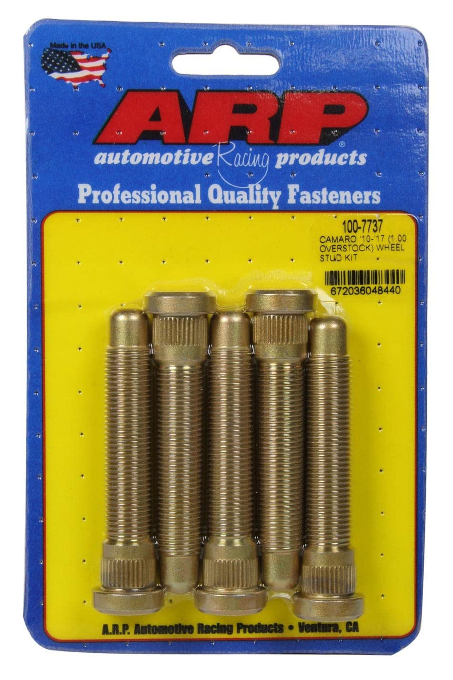 ARP 14 mm x 1.50 Thread Wheel Stud, 3.192 in Long, 0.625 in Knurl, Chromoly, Cadmium, Set of 5