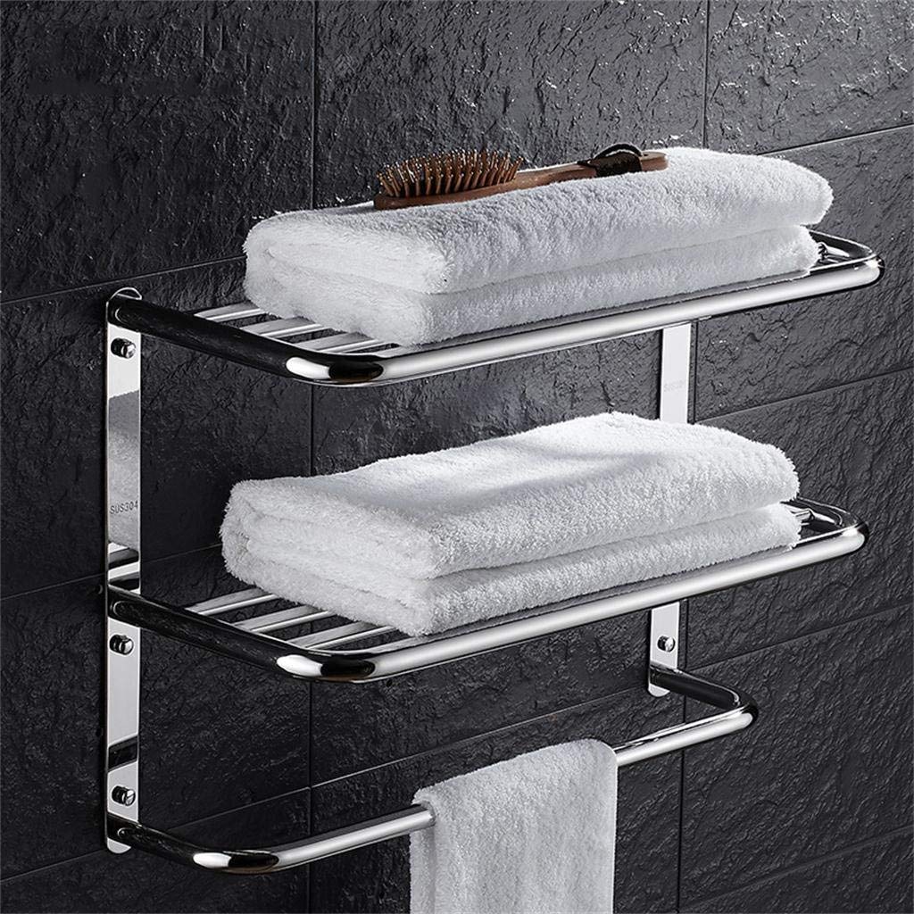 304 Stainless Steel BTBT 3 Tier Bathroom Shelves Bathroom Chrome Shelves/Towel Rack Wall Mounted Bathroom Shelf (Size: 57cm)