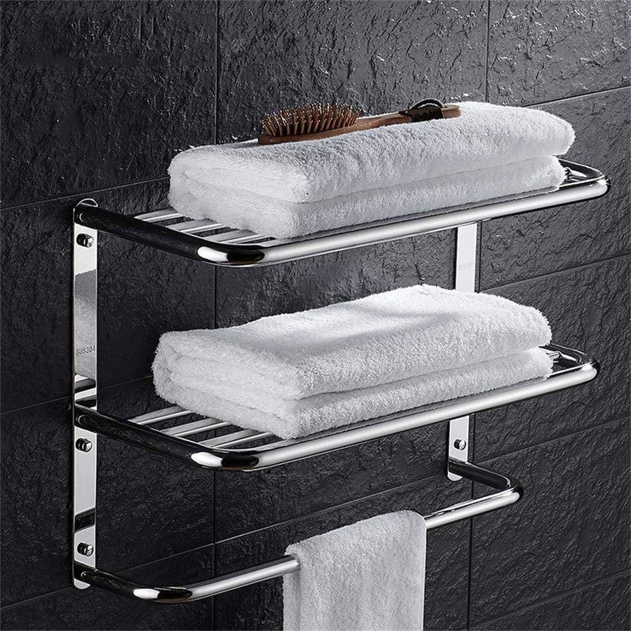 304 Stainless Steel BTBT Bathroom Shelves, Chrome Bathroom Shelves/Towel Rack, Wall Shelf for Bathroom (Size: 57cm)