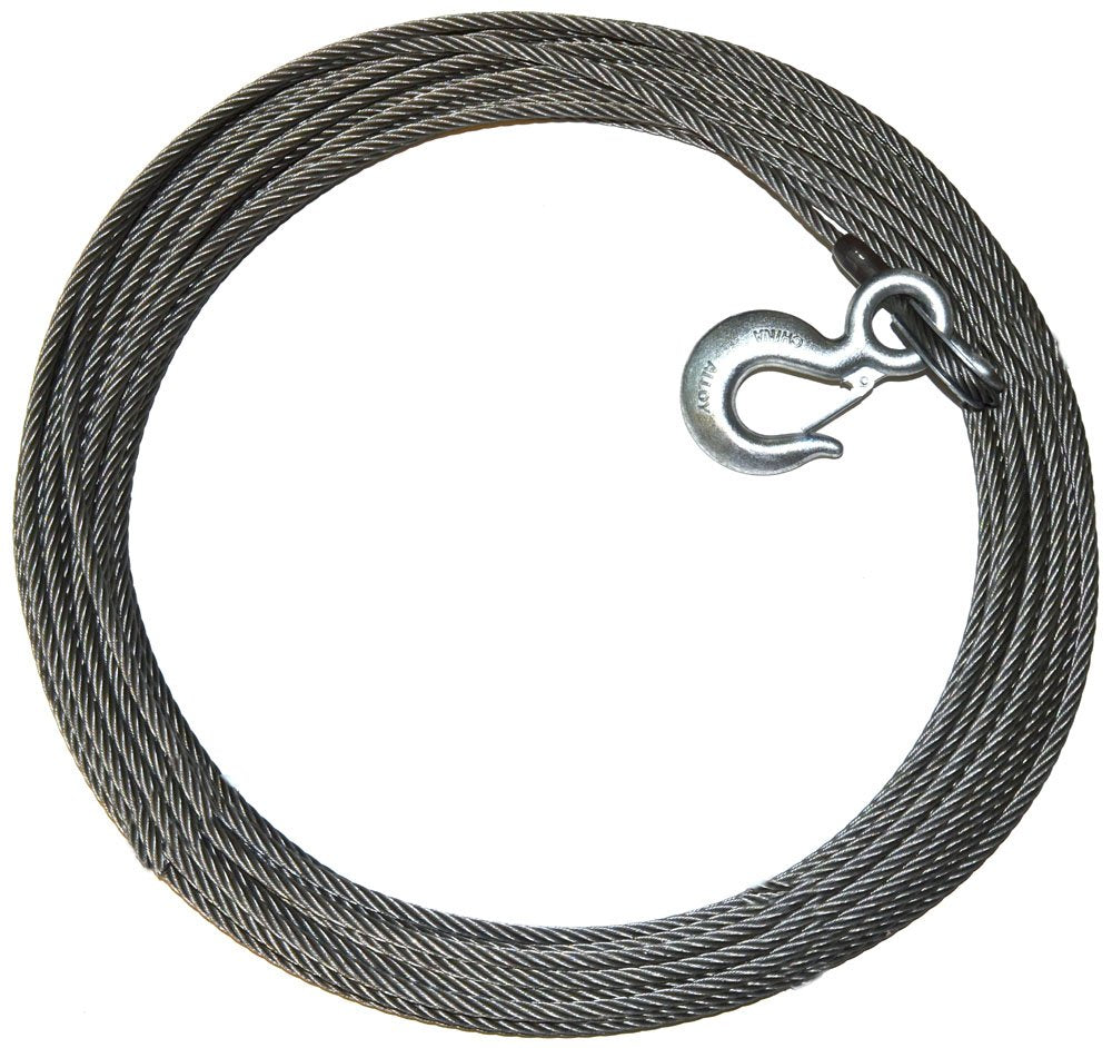 EIPS Industrial Grade Steel Cable Wire Rope WARN 23675 Winch Accessory with Hook, 3/8" Diameter x 150' Length, 7.55 Ton (15,100 lb) Capacity