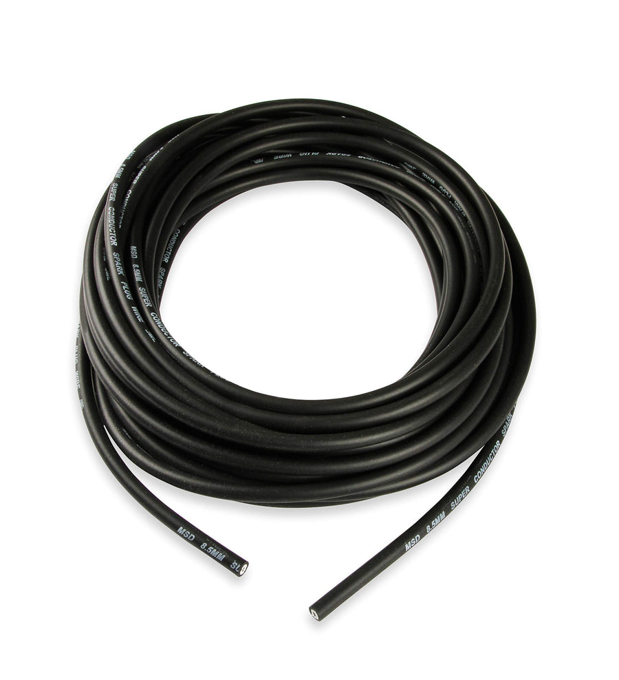 8.5mm MSD Super Conductor Spark Plug Wire, Black 50 Ft