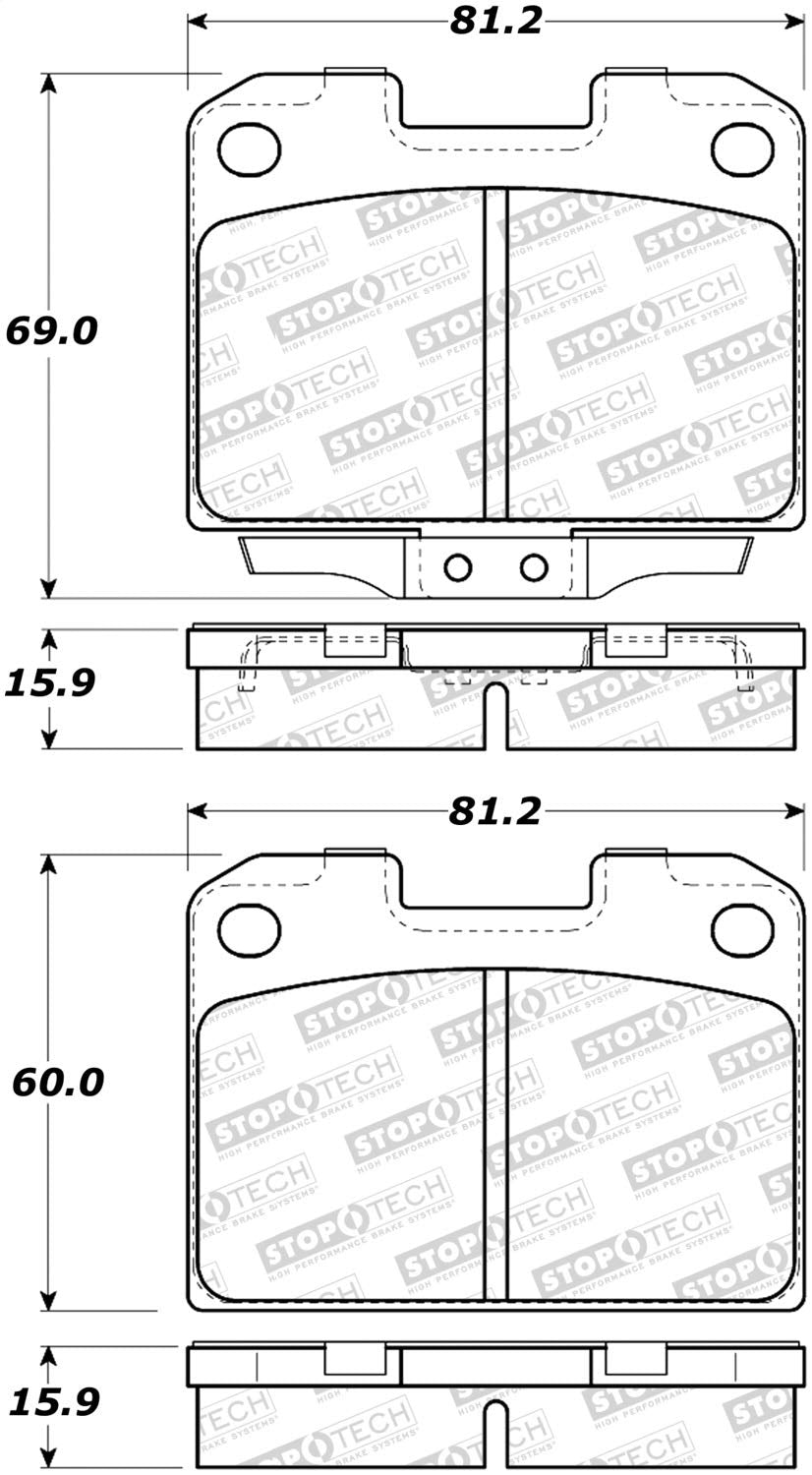 Rear StopTech 308.06310 Brake Pads with Shims and Hardware Street