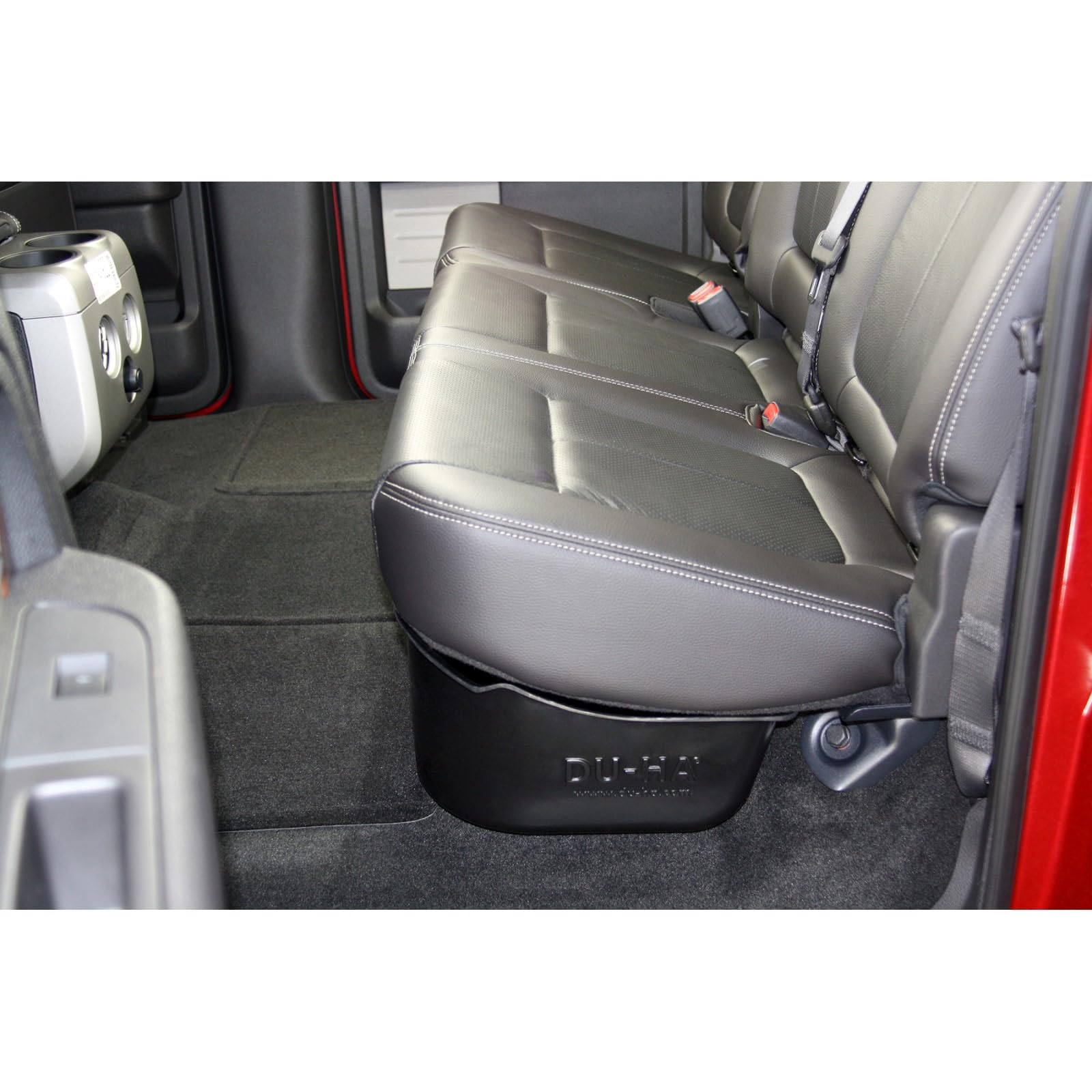 Under Seat Storage DuHa 20078 fits 2009-2014 F150 SuperCrew with a Factory Subwoofer | Black Heavy-Duty Back Seat Organizer | Includes Dividers