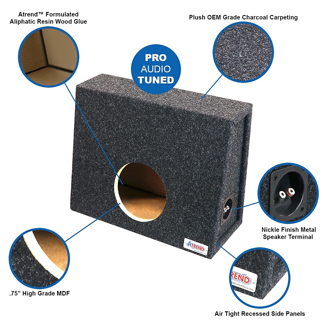 Single Bbox Sealed 8 Inch Subwoofer Enclosure - Car Subwoofer Boxes & Enclosures - Made in USA Premium Subwoofer Box Improves Audio Quality, Sound & Bass - Nickel Finish Subwoofer Terminals - Black