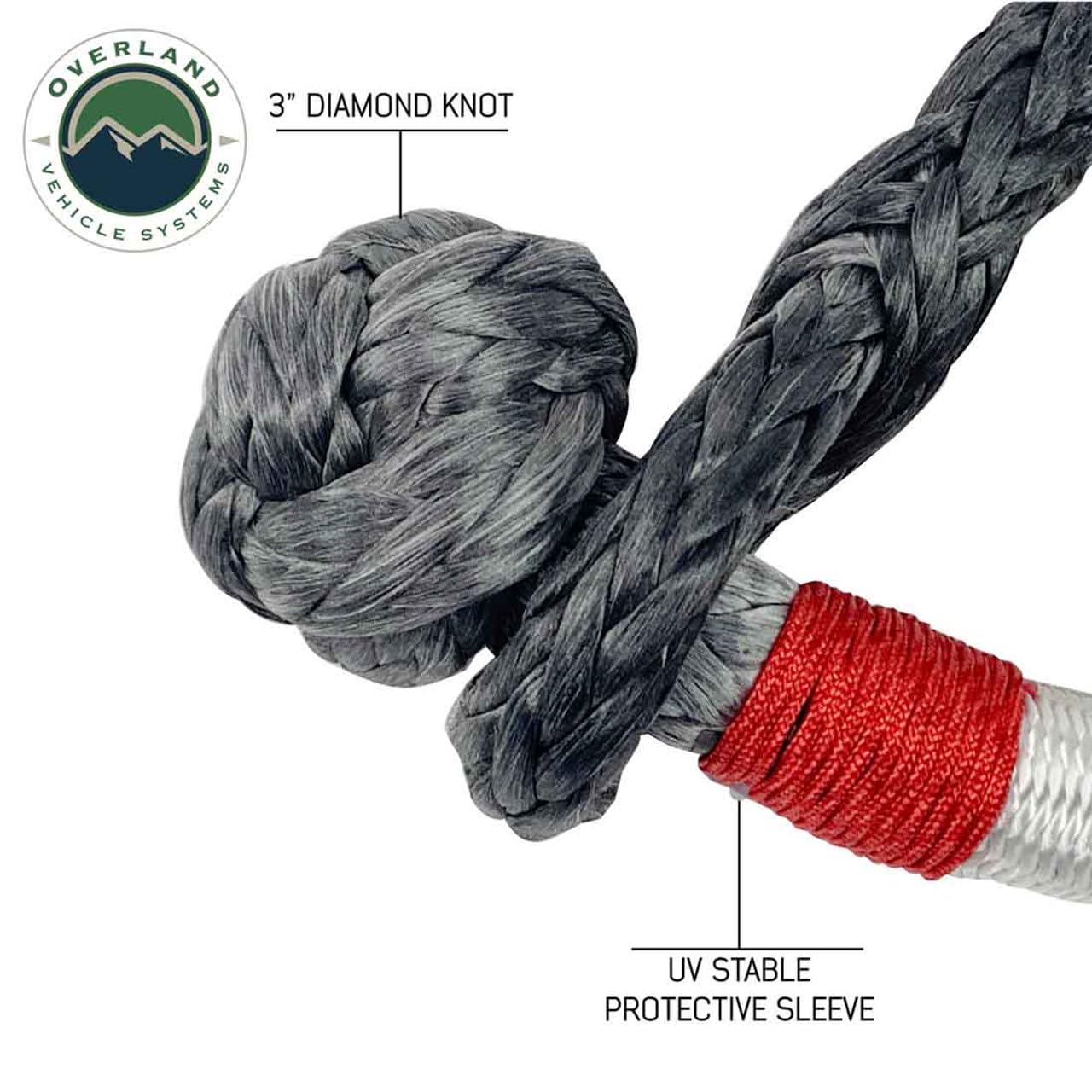 Vehicle Systems Overland Soft Shackle 7/16" x 23" 41,000 LB. with Loop & Abrasive Sleeve - 600 Denier Ballistic Nylon Storage Bag - Dyneema Synthetic Fiber Rope - for Automotive Recovery and Towing